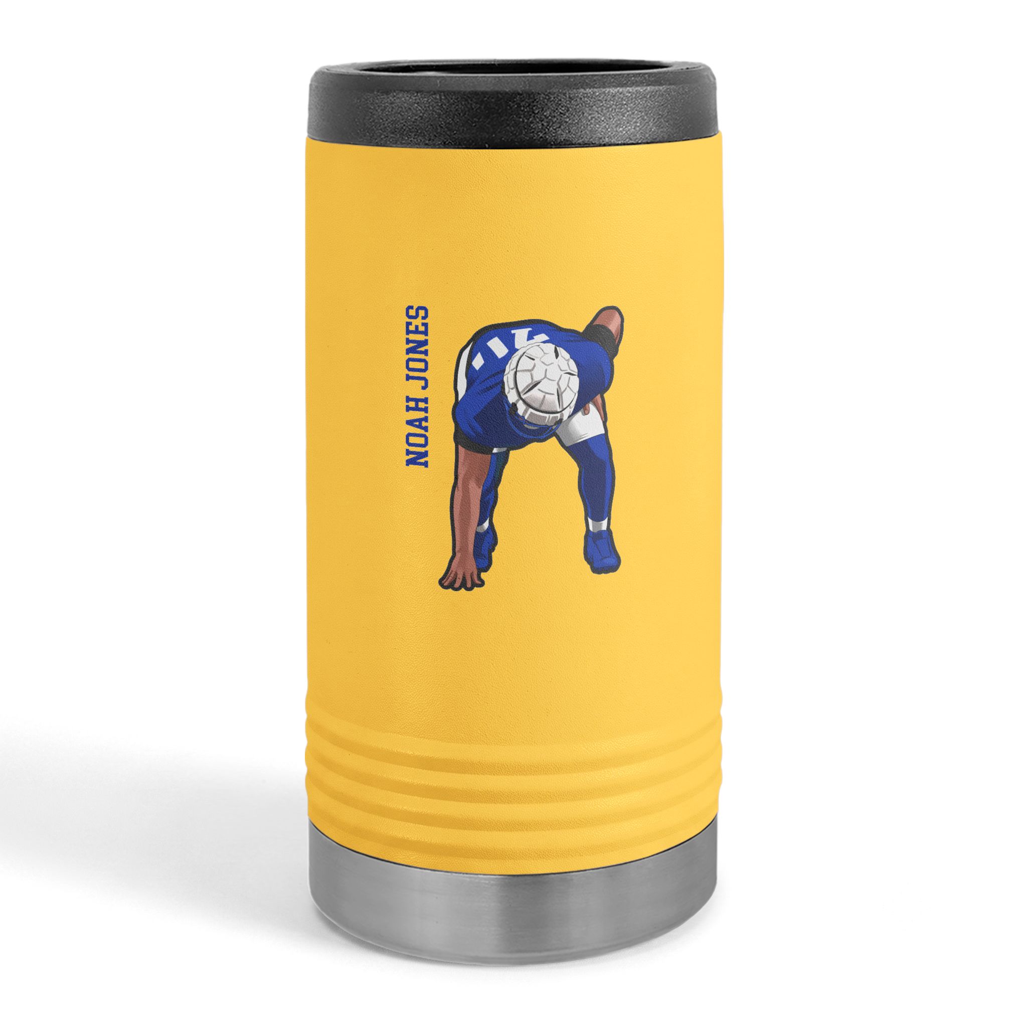 Slim Stainless Can Cooler — character_name_vertical in Yellow