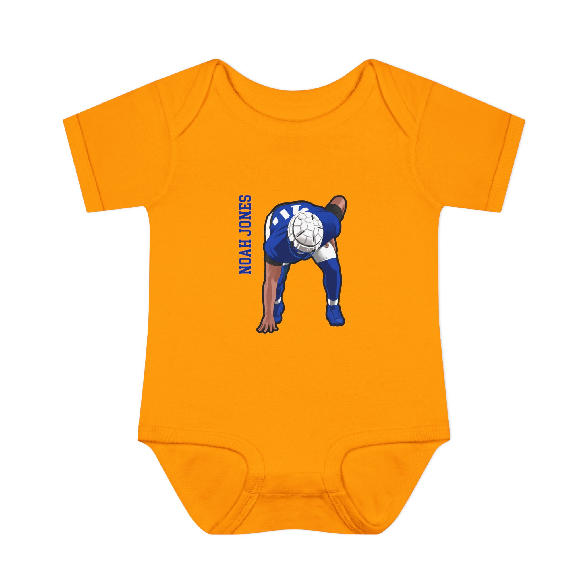 Baby Onesie — character_name_vertical in Gold