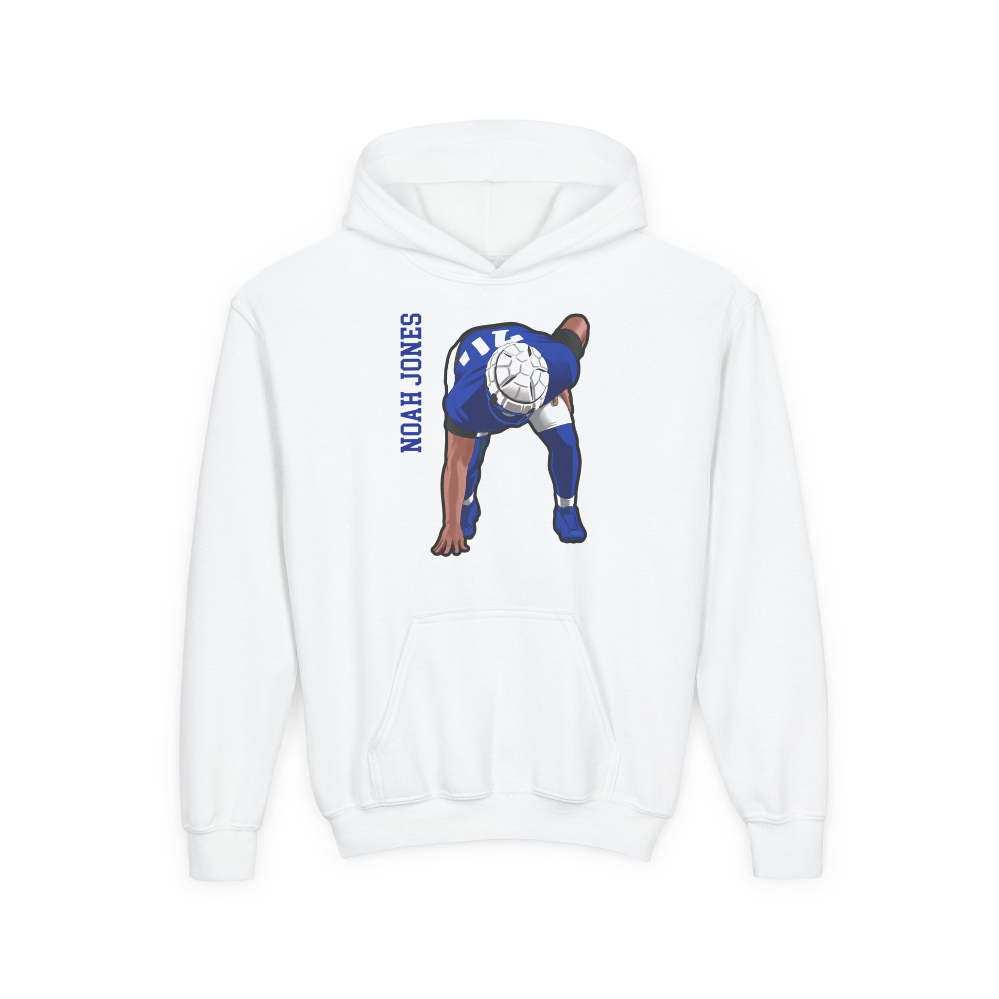 Youth Hoodie — character_name_vertical in White