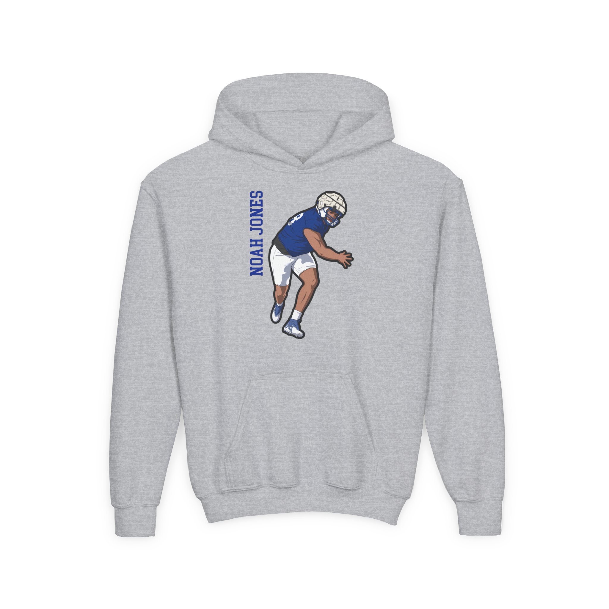 Youth Hoodie — character_name_vertical in Grey