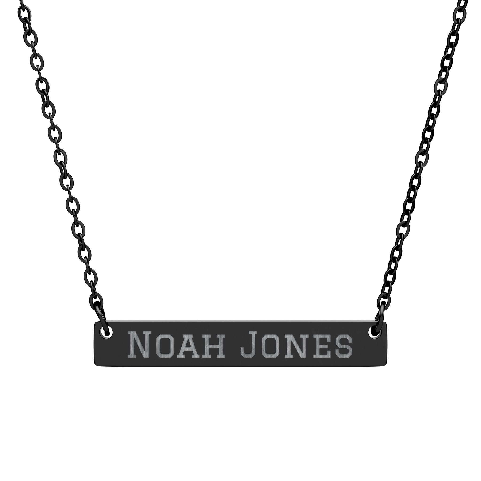 Engraved Bar Necklace — Classic in Black