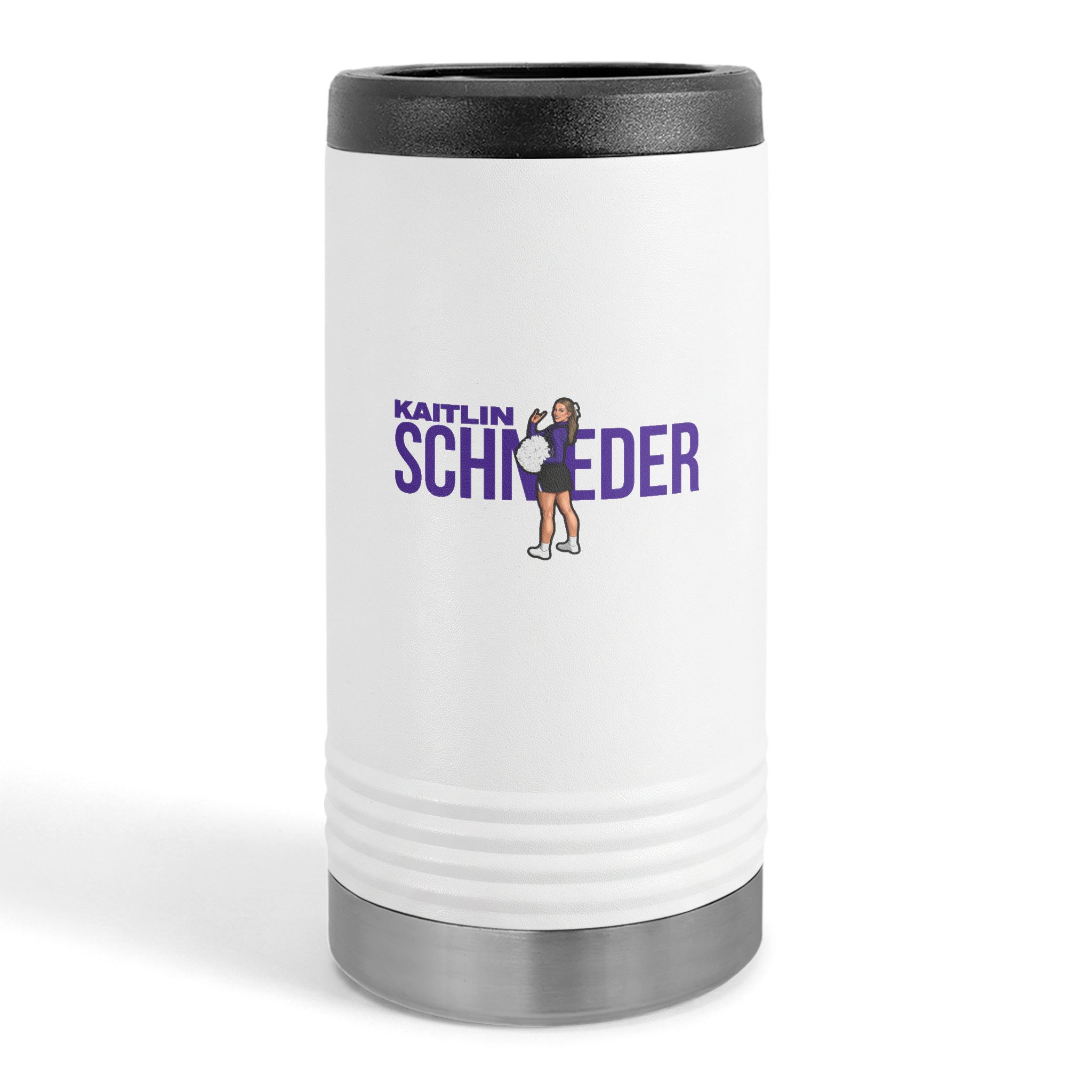 Slim Stainless Can Cooler — character_player_name in White