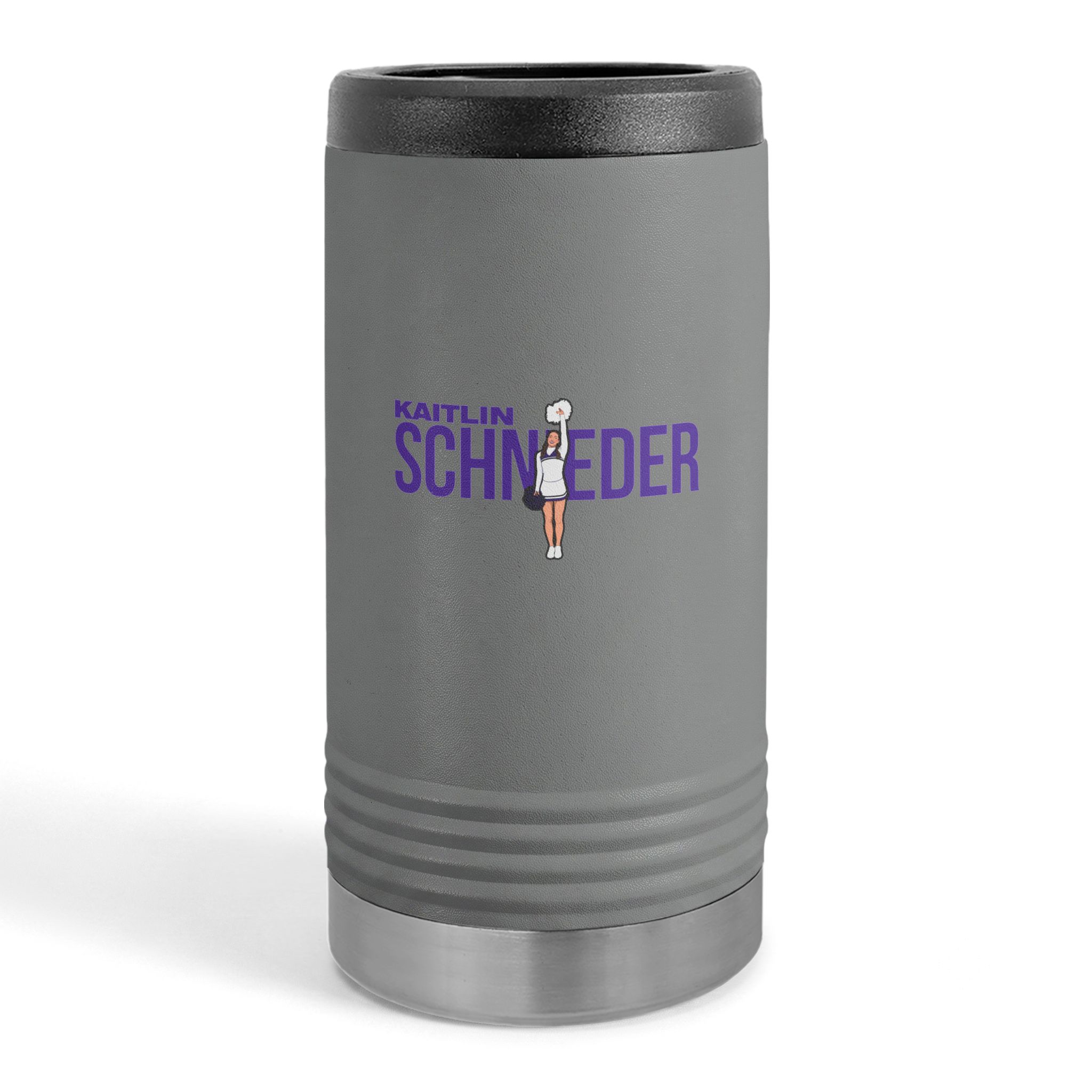 Slim Stainless Can Cooler — character_player_name in Grey
