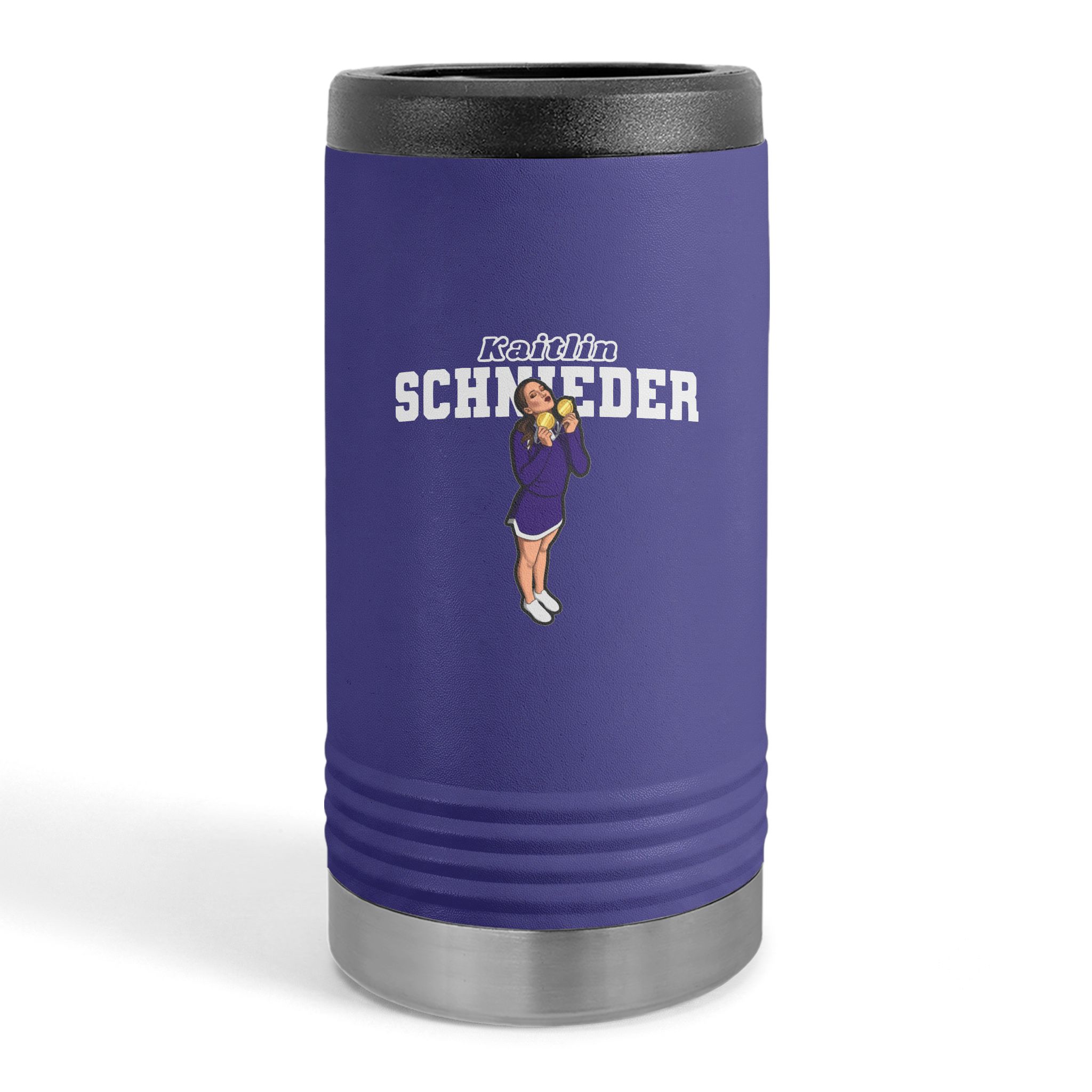 Slim Stainless Can Cooler — character_name_arch in Purple