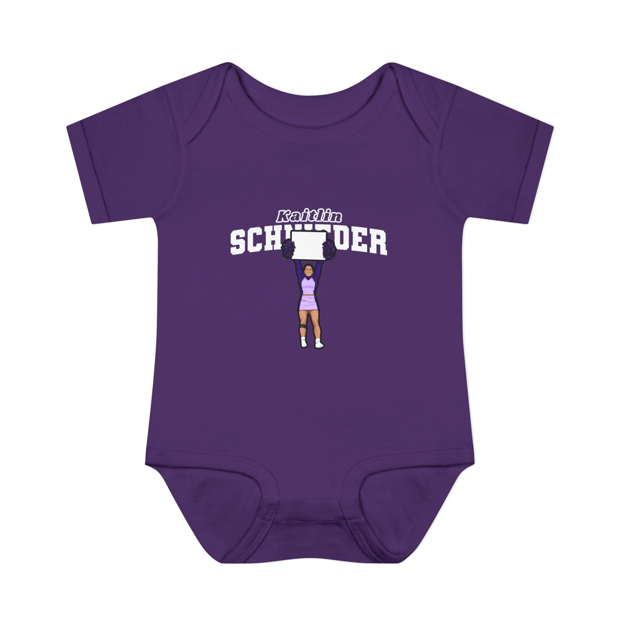 Baby Onesie — character_name_arch in Purple