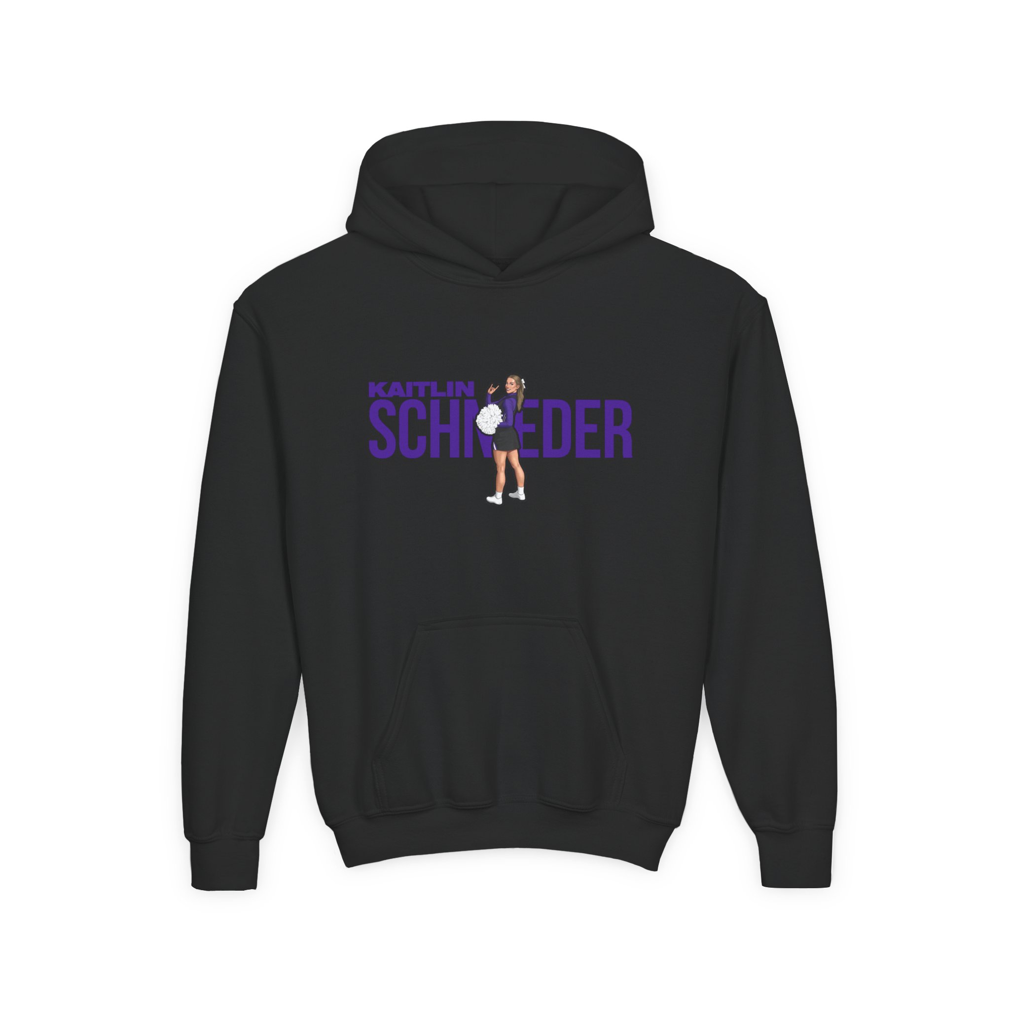 Youth Hoodie — character_player_name in Black