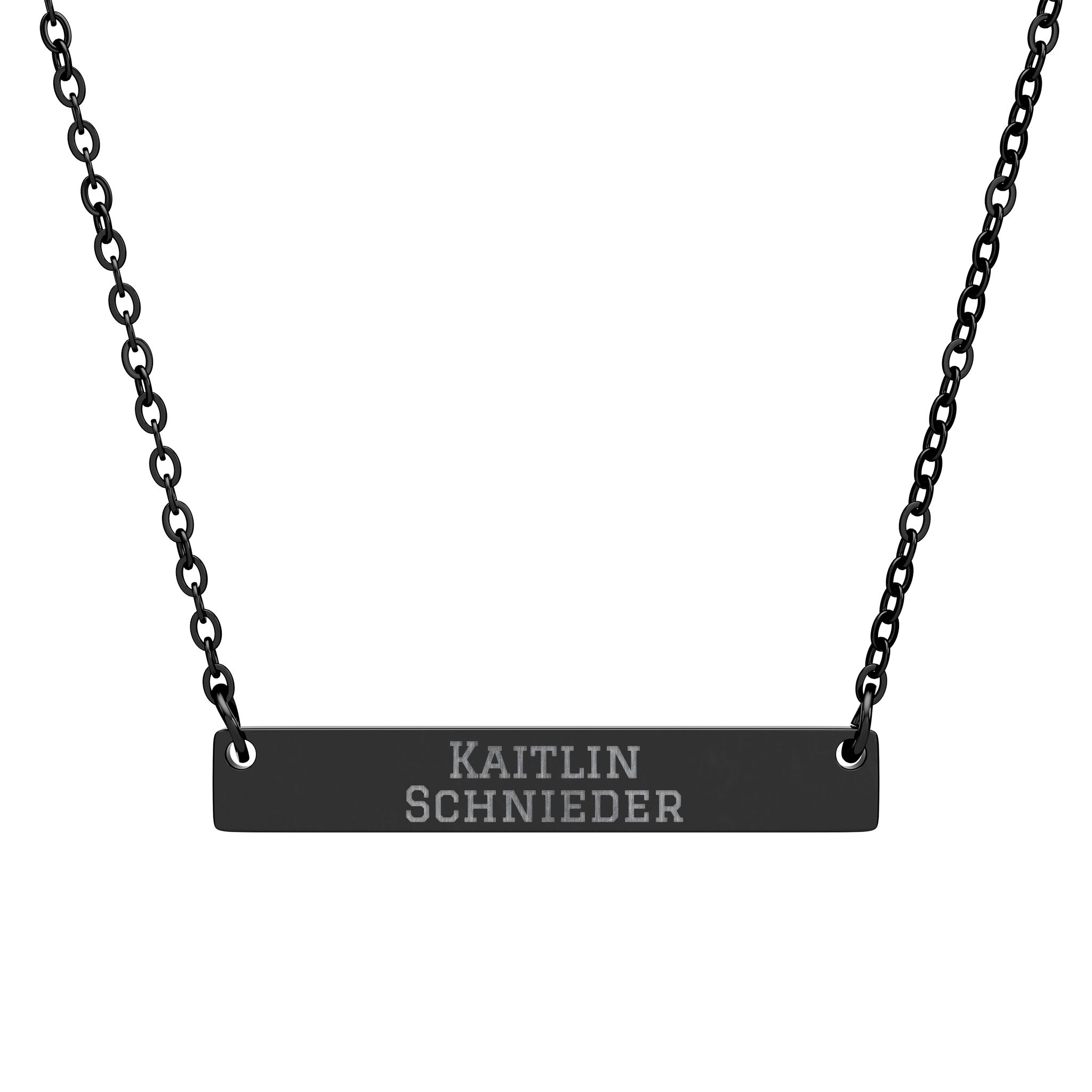 Engraved Bar Necklace — Classic in Black