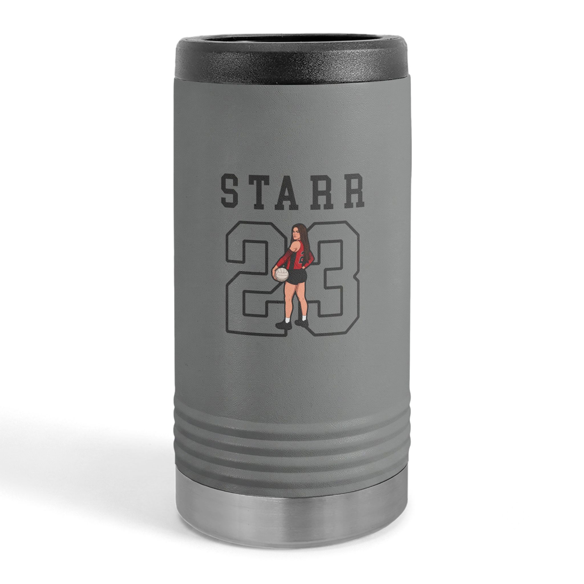 Slim Stainless Can Cooler — character_shirsey in Grey