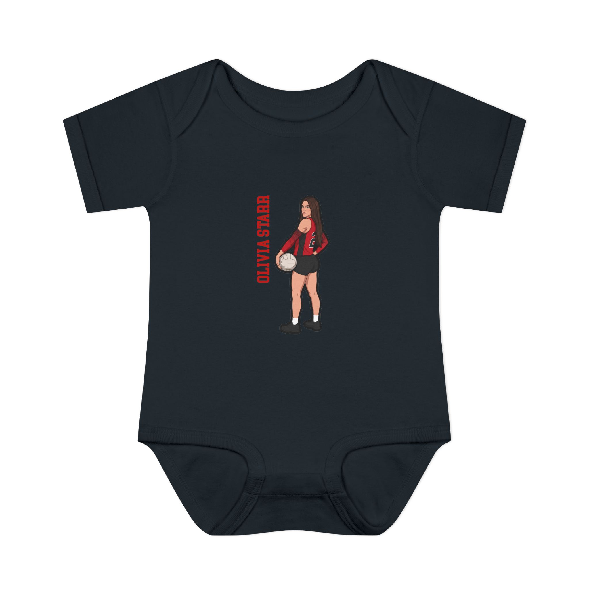 Baby Onesie — character_name_vertical in Black