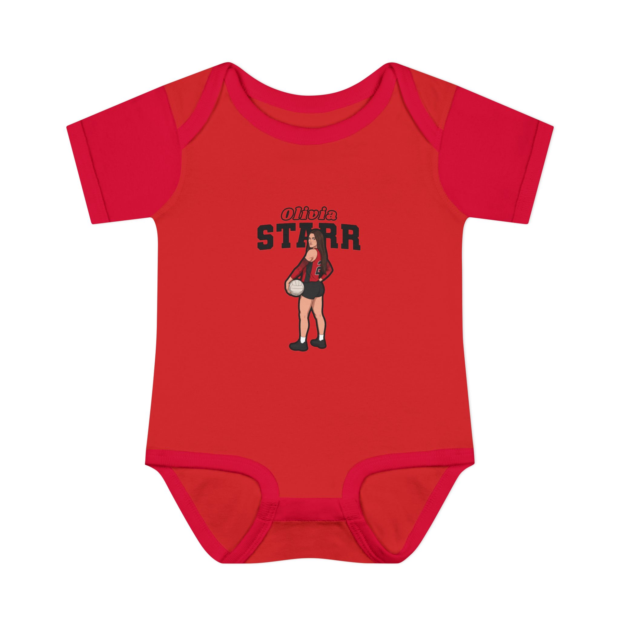 Baby Onesie — character_name_arch in Red