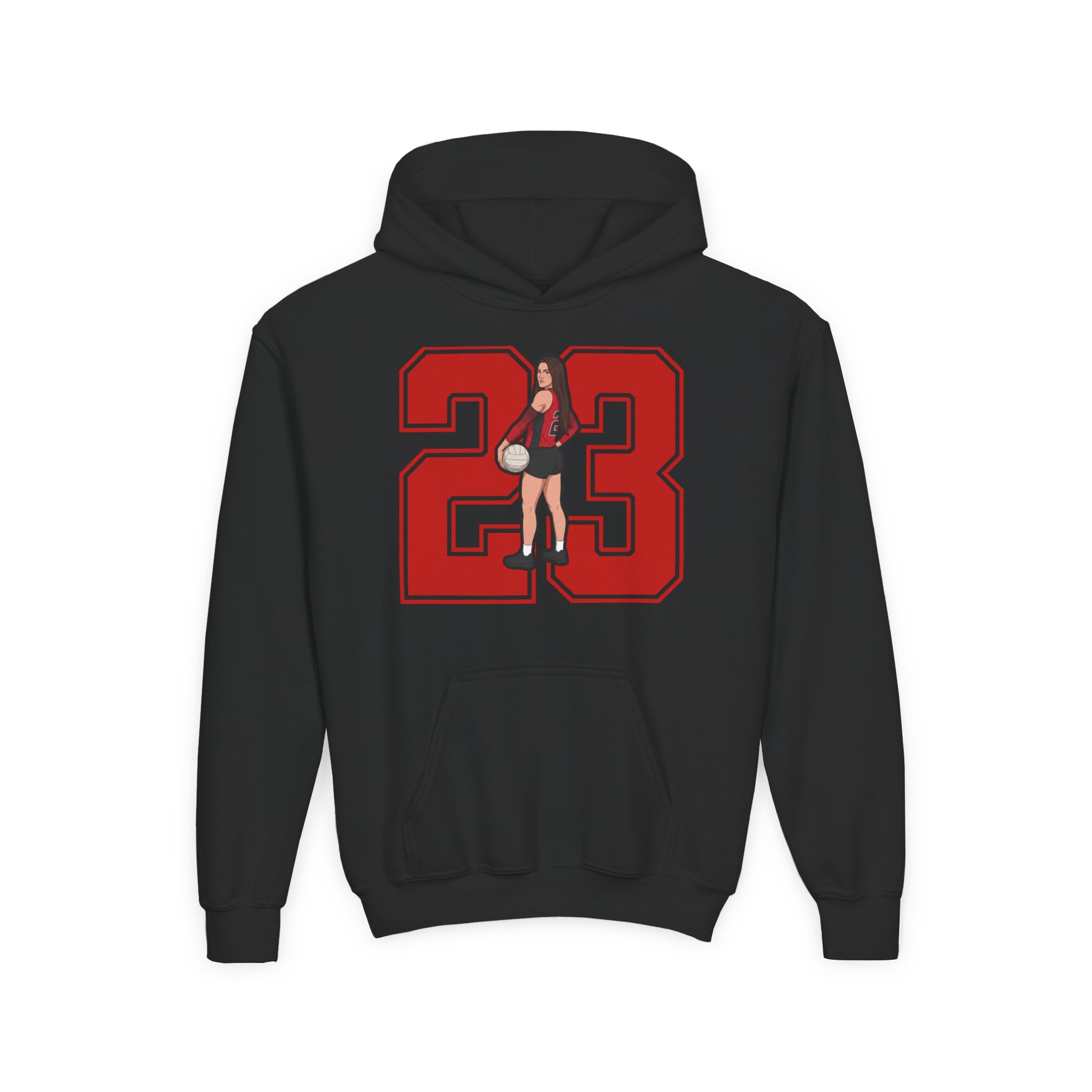 Youth Hoodie — character_number in Black