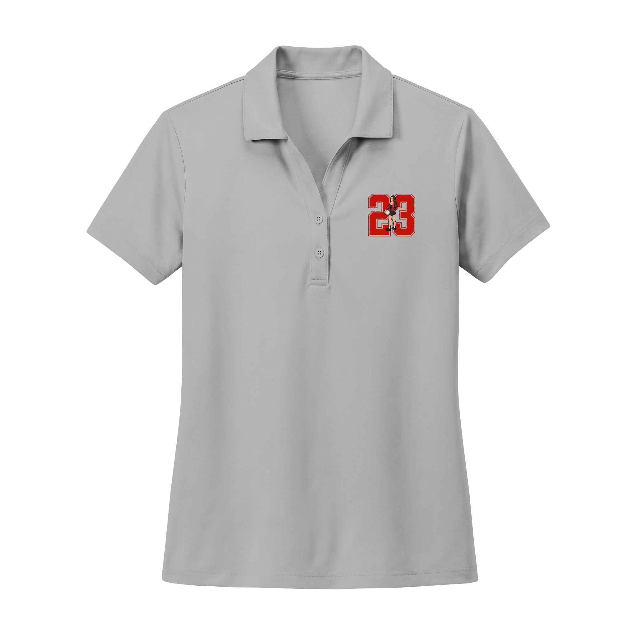 Women's Polo — character_number in Silver