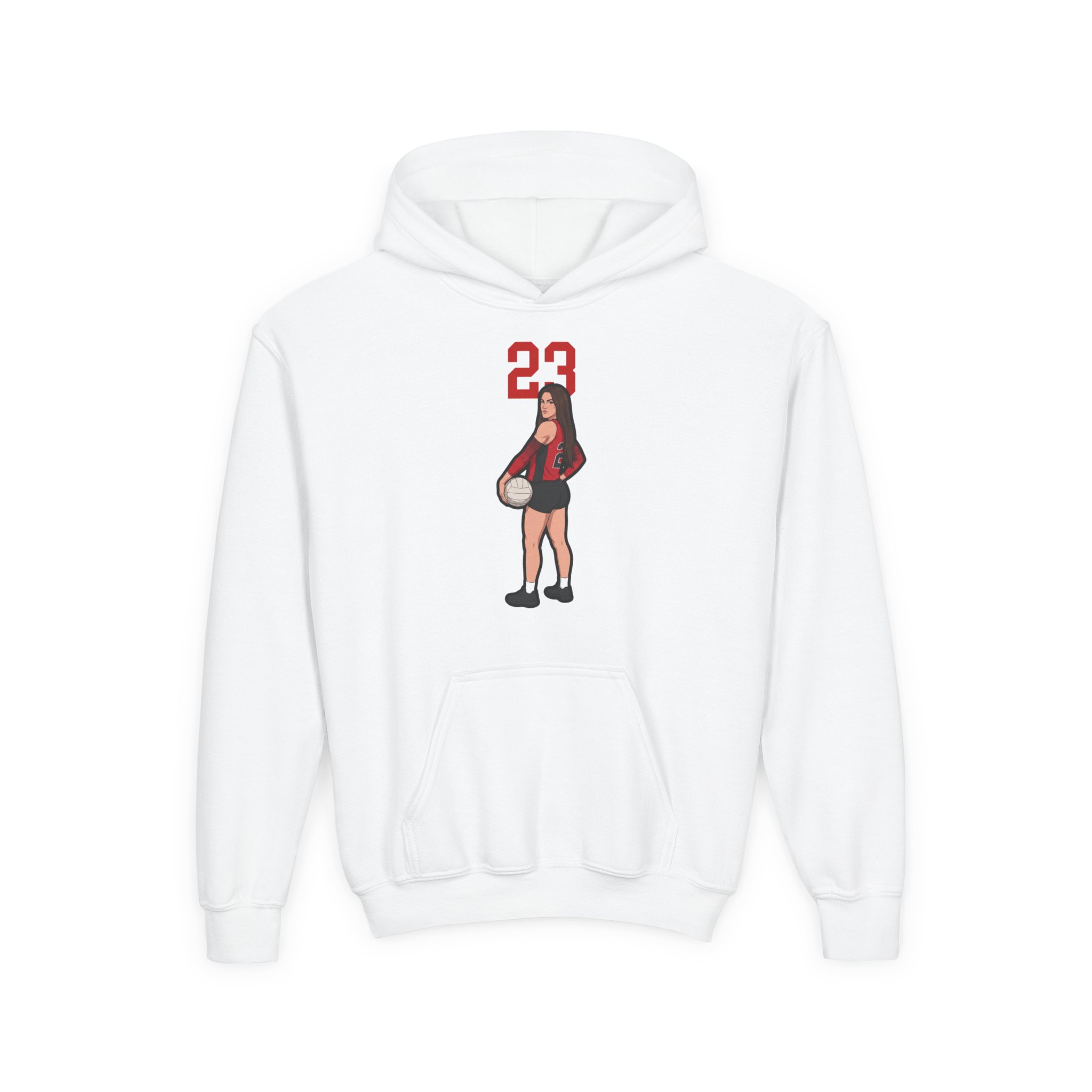 Youth Hoodie — character_number_top in White