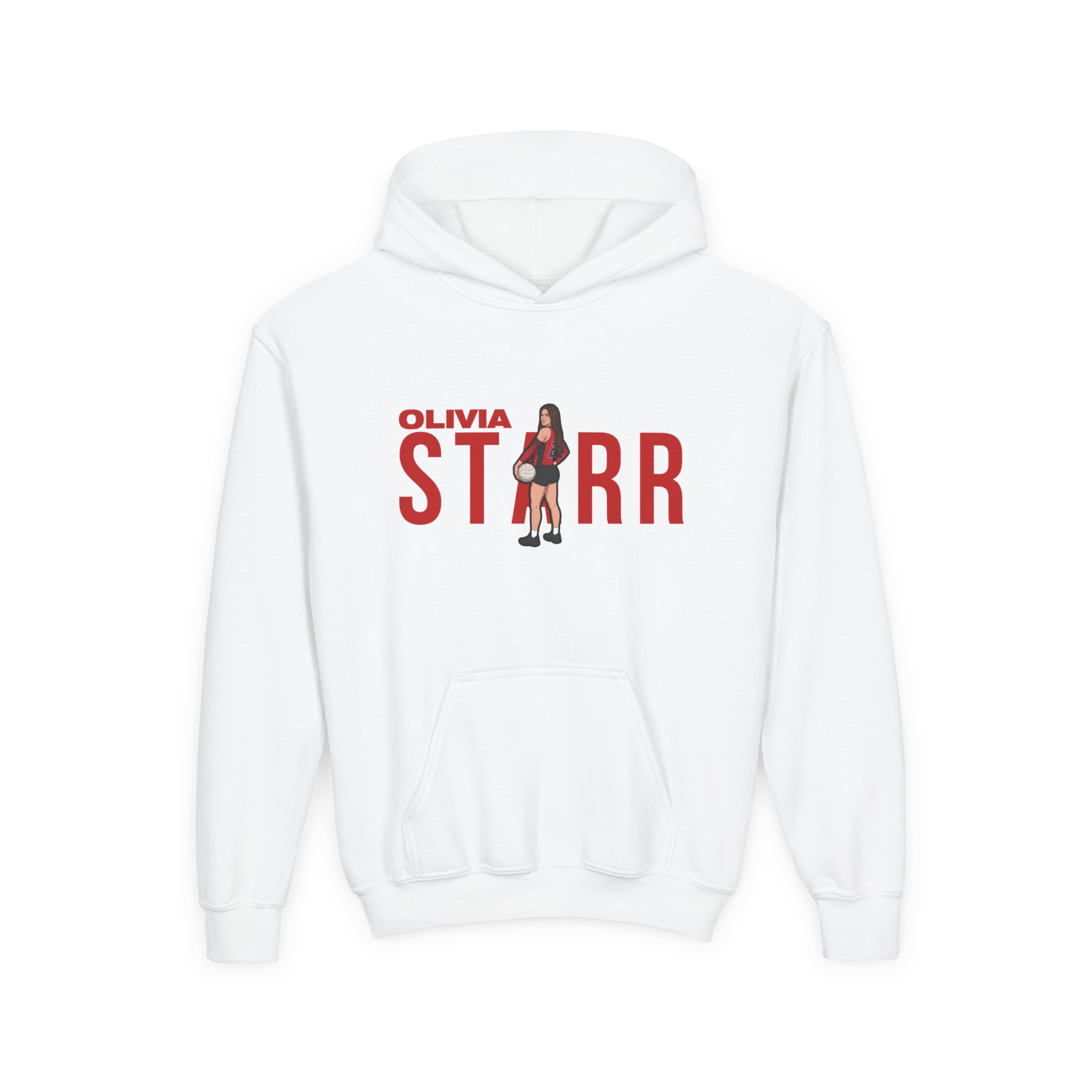 Youth Hoodie — character_player_name in White