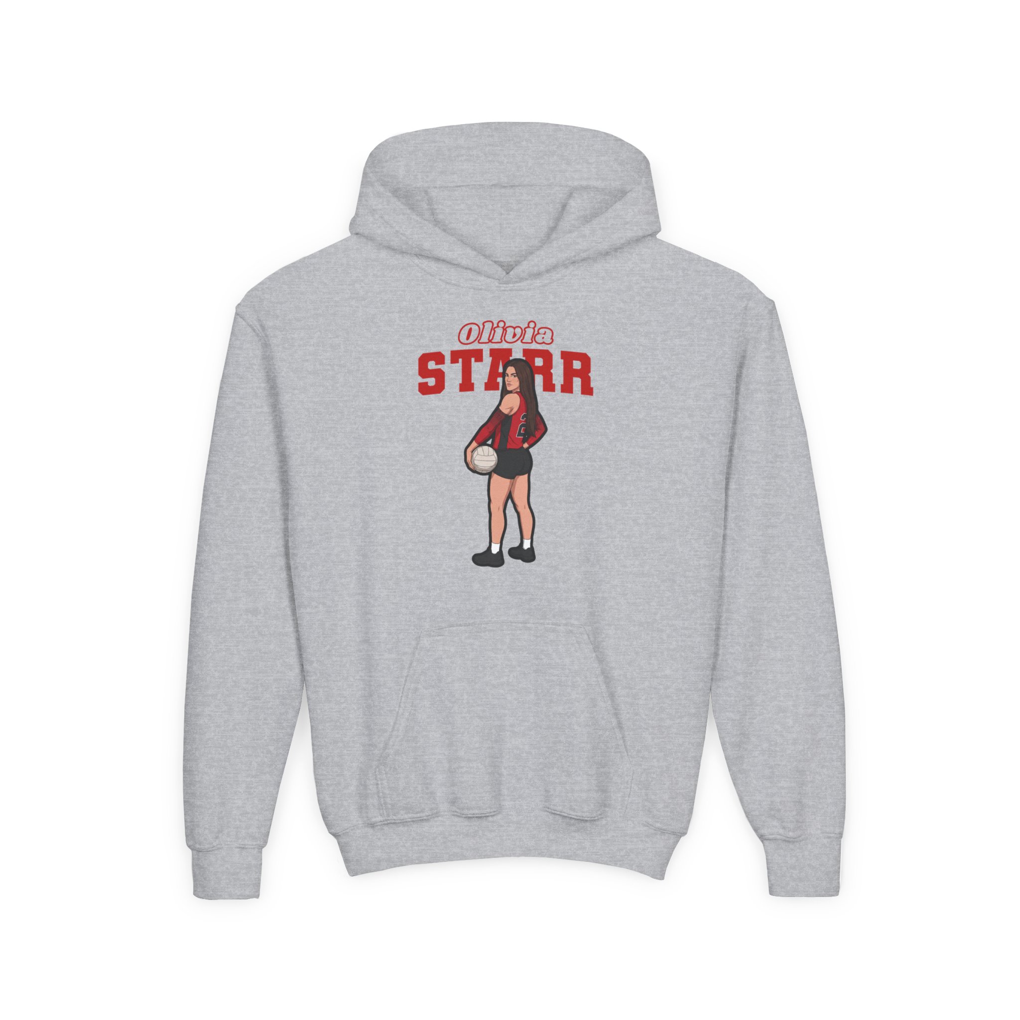 Youth Hoodie — character_name_arch in Grey