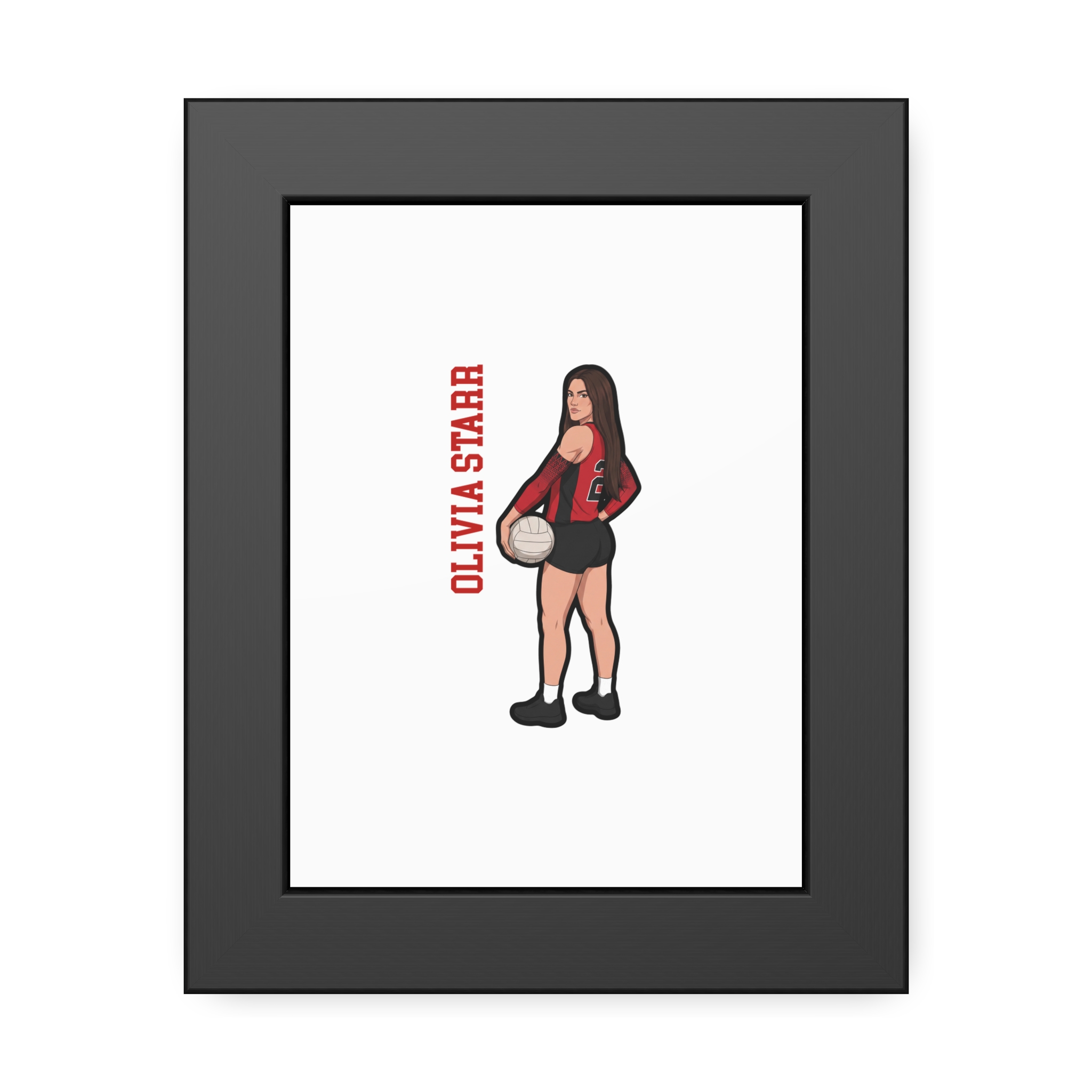 Framed Poster — character_name_vertical in Black