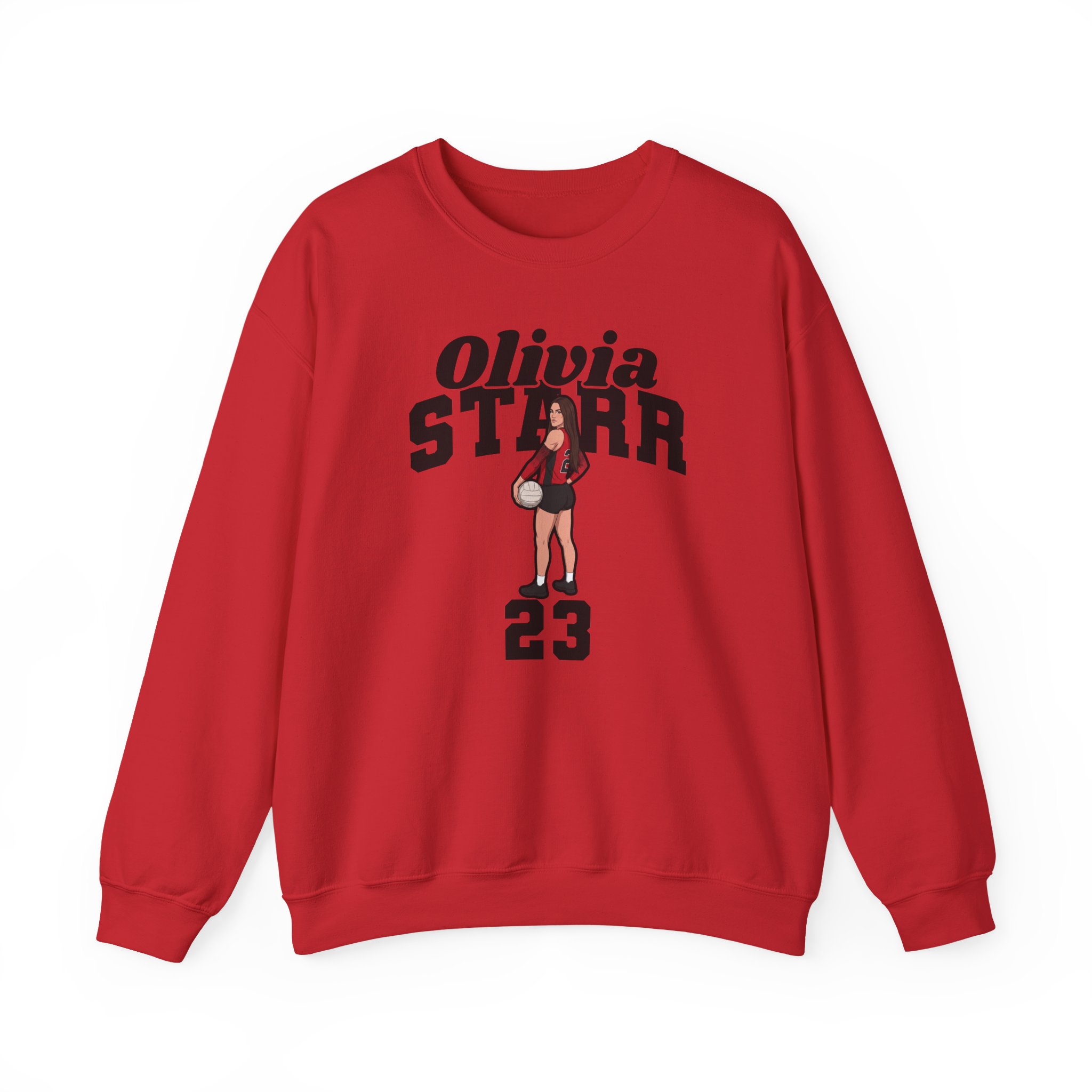 Crewneck Sweatshirt — character_signature_arch in Red