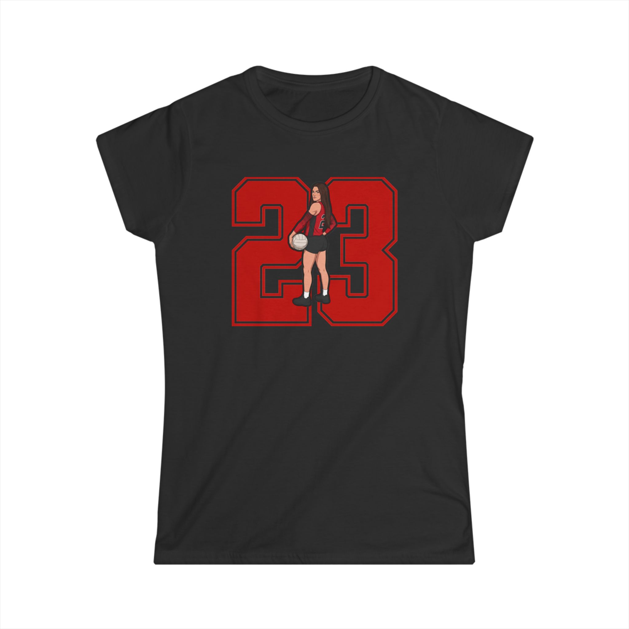 Women's Softstyle Tee — character_number in Black