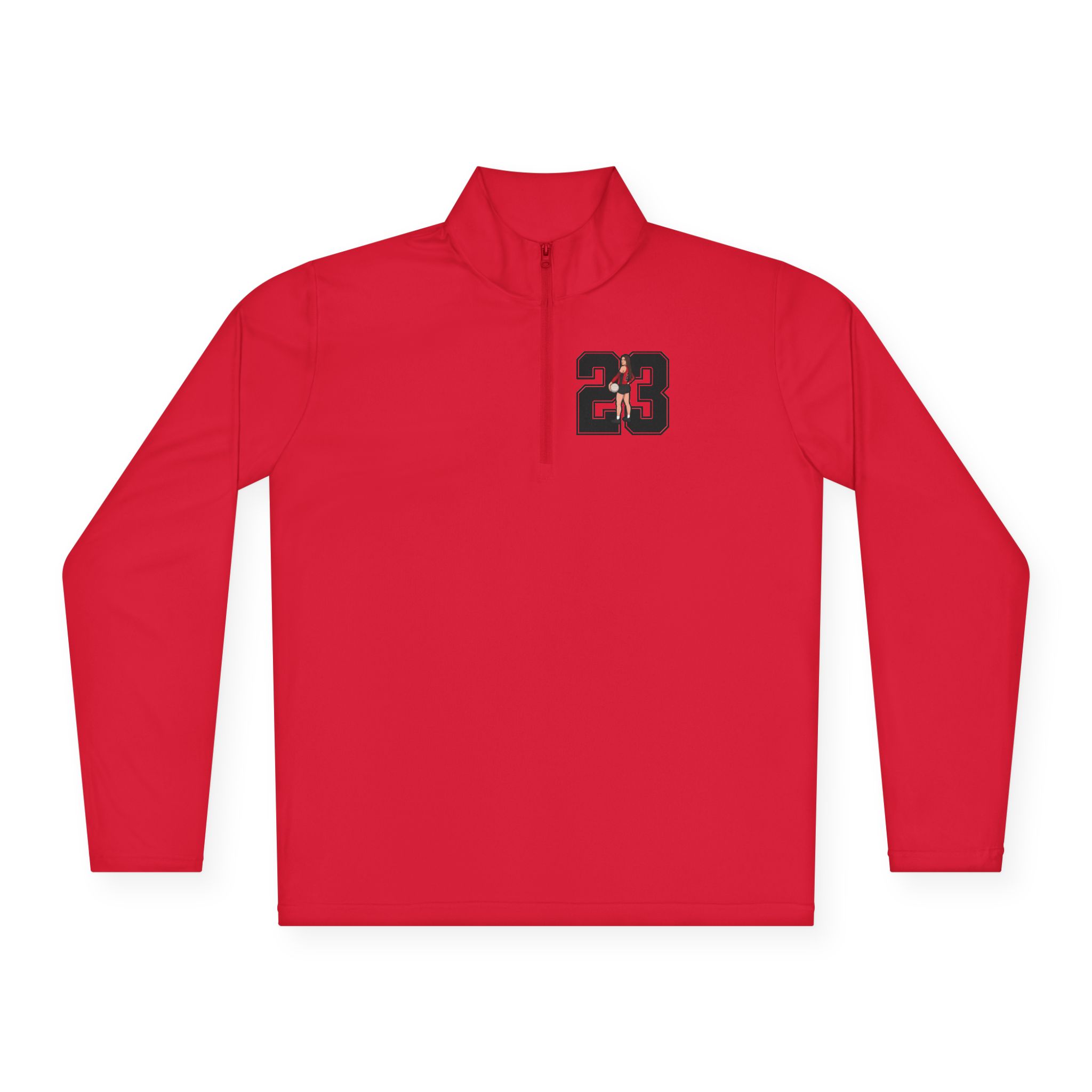 Q-Zip Pullover — character_number in Red