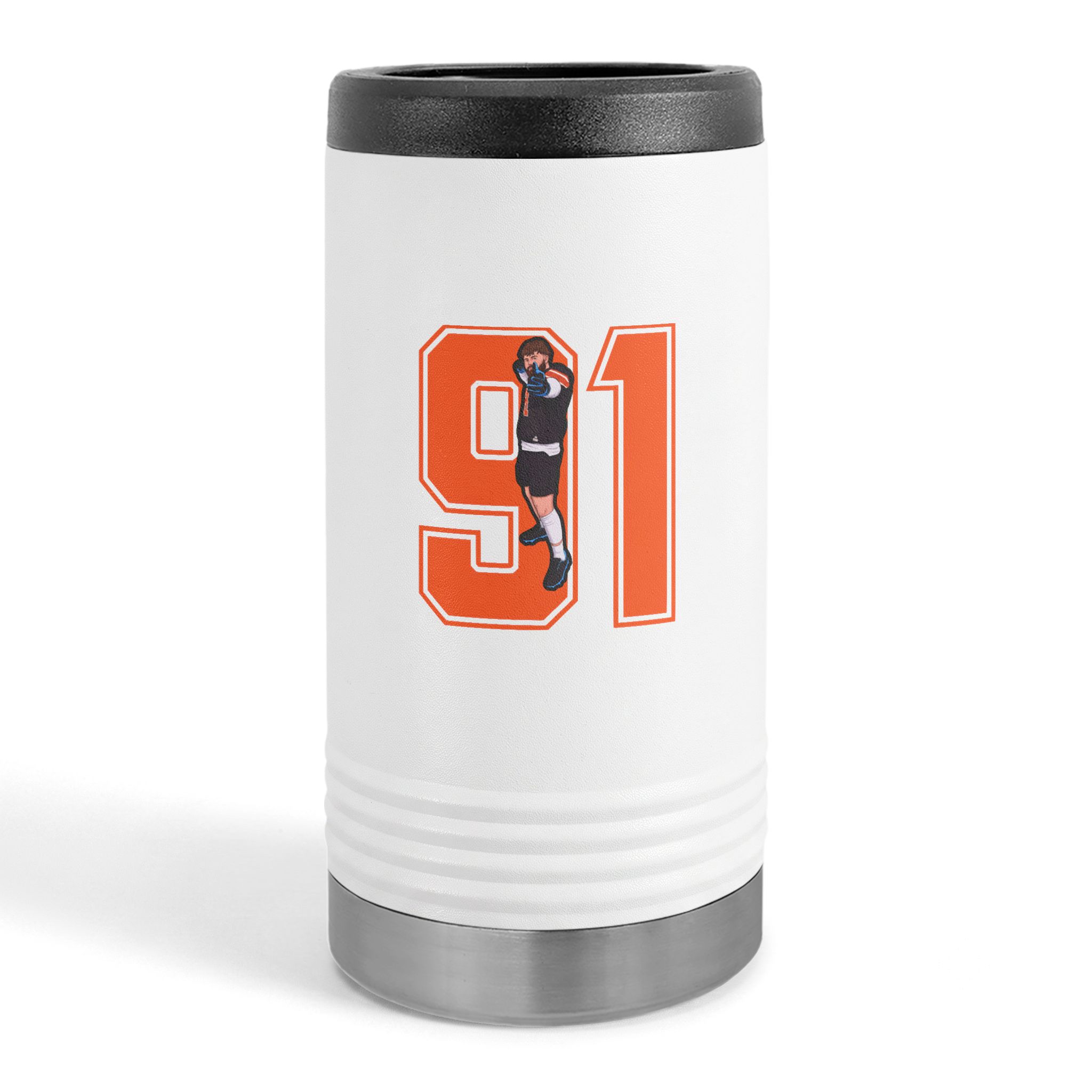 Slim Stainless Can Cooler — character_number in White