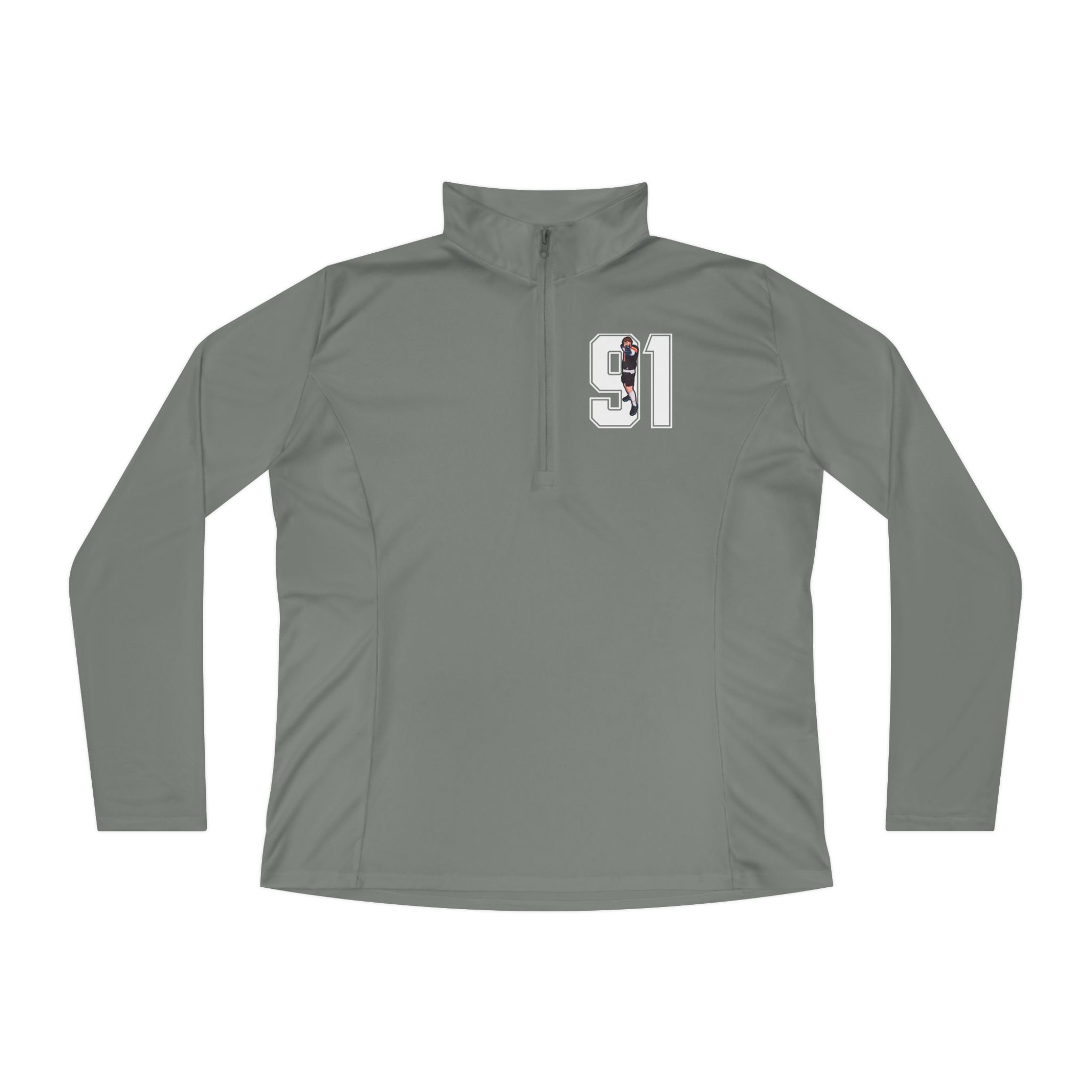 Women's Q-Zip Pullover — character_number in Grey