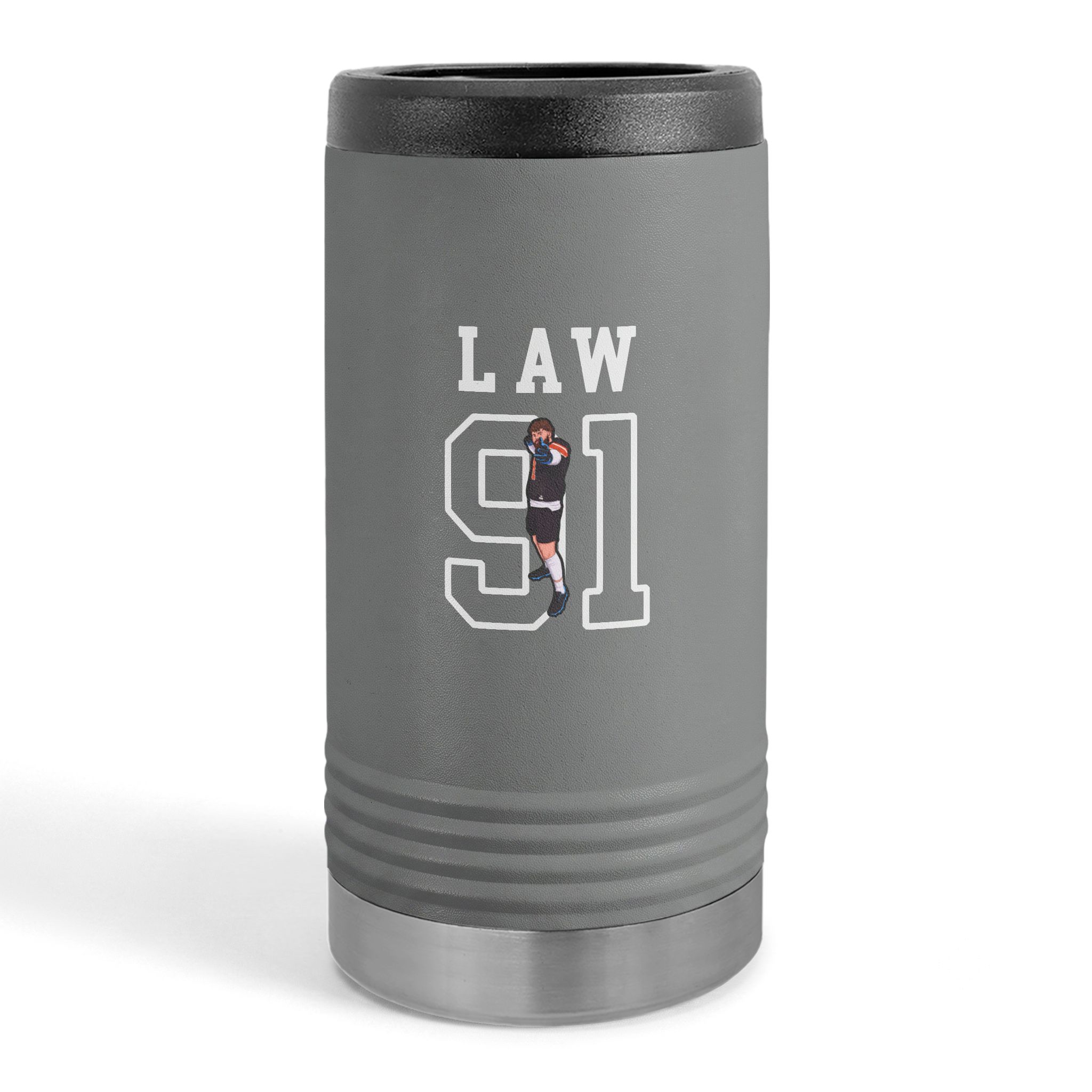Slim Stainless Can Cooler — character_shirsey in Grey