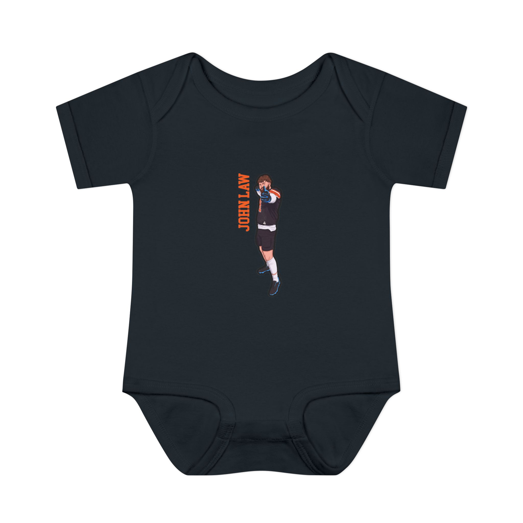 Baby Onesie — character_name_vertical in Black