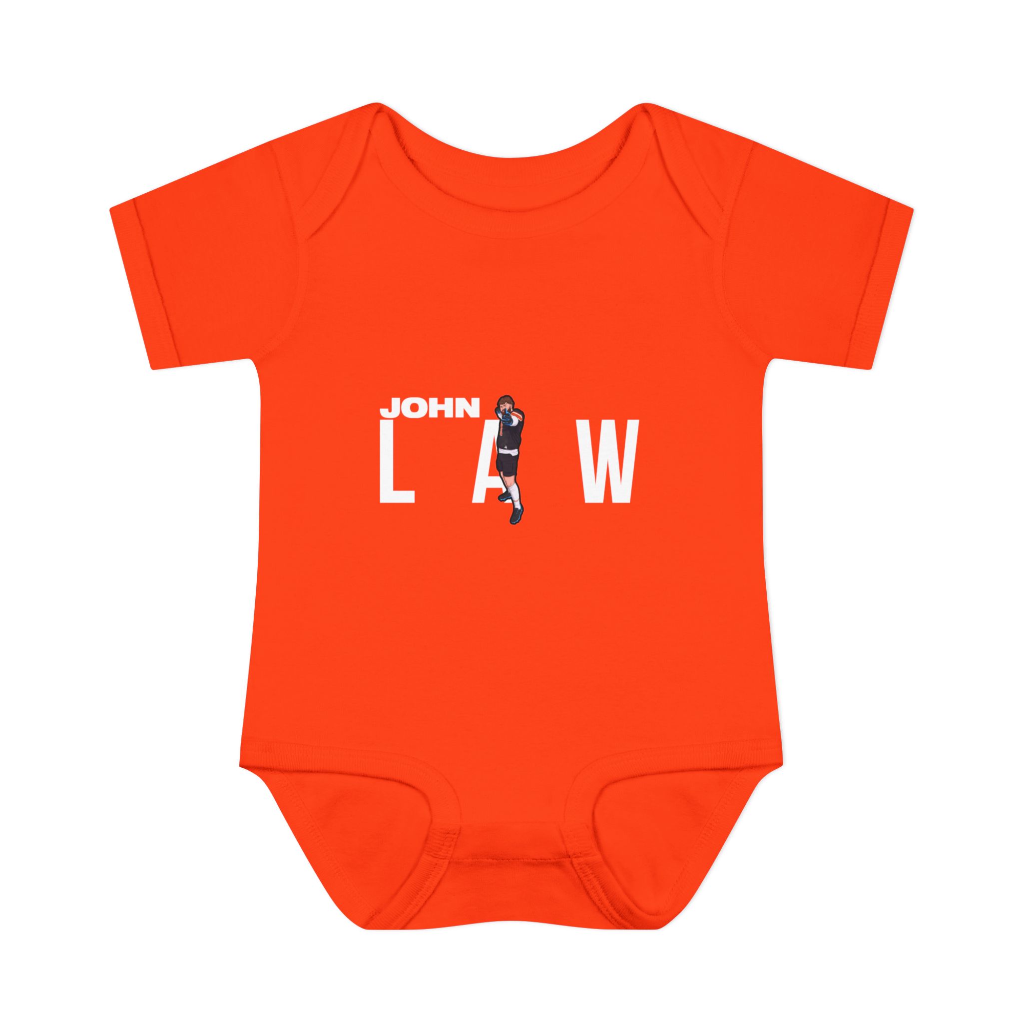 Baby Onesie — character_player_name in Orange
