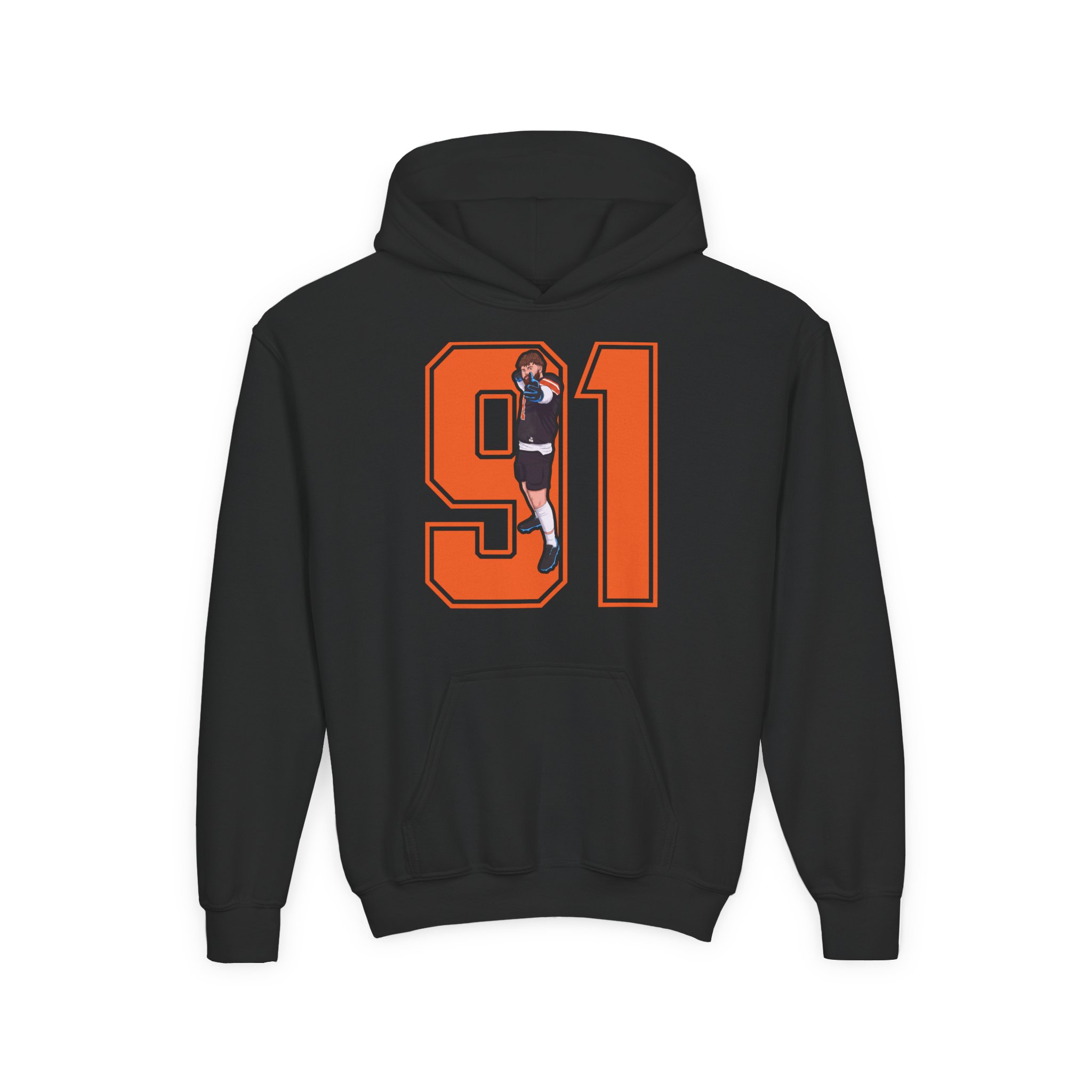 Youth Hoodie — character_number in Black