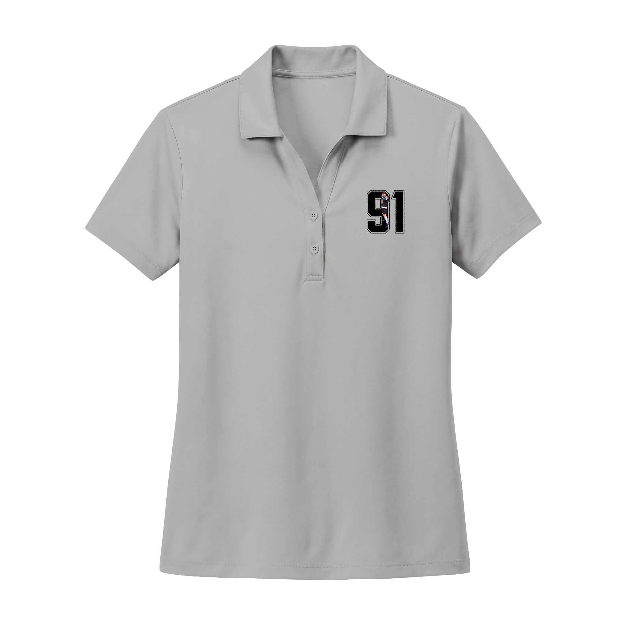 Women's Polo — character_number in Silver