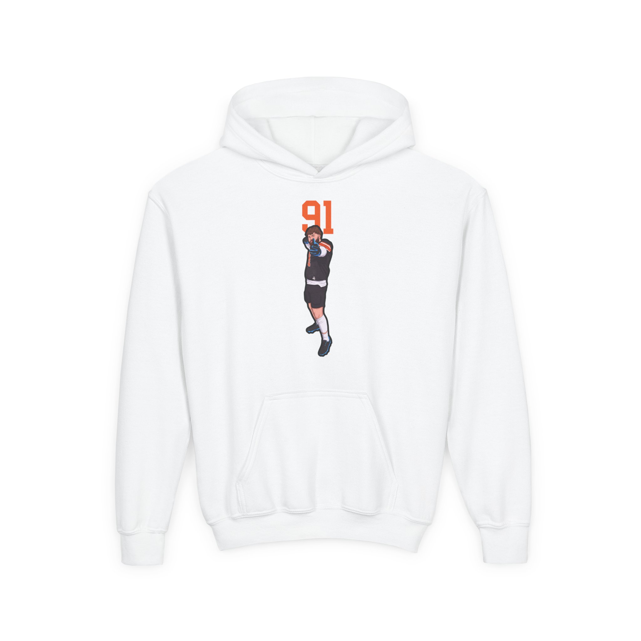 Youth Hoodie — character_number_top in White