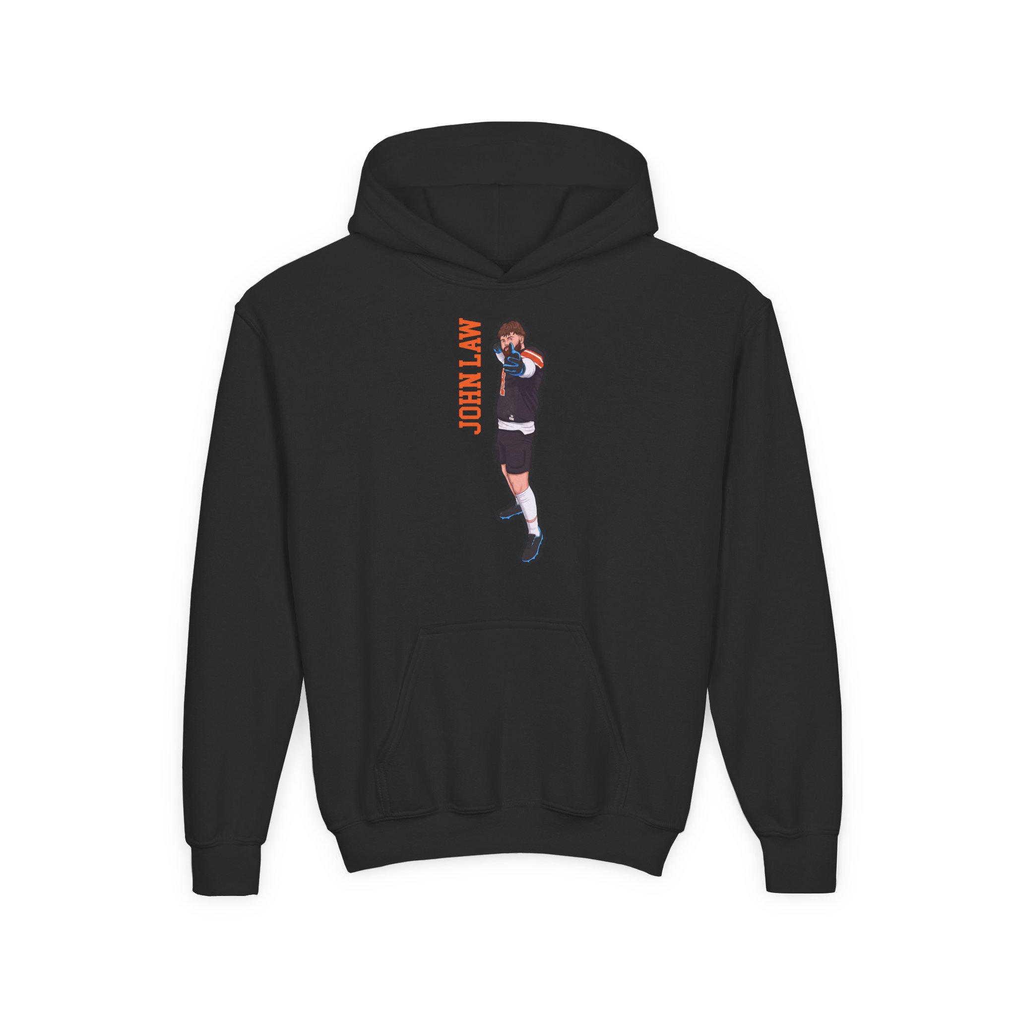 Youth Hoodie — character_name_vertical in Black