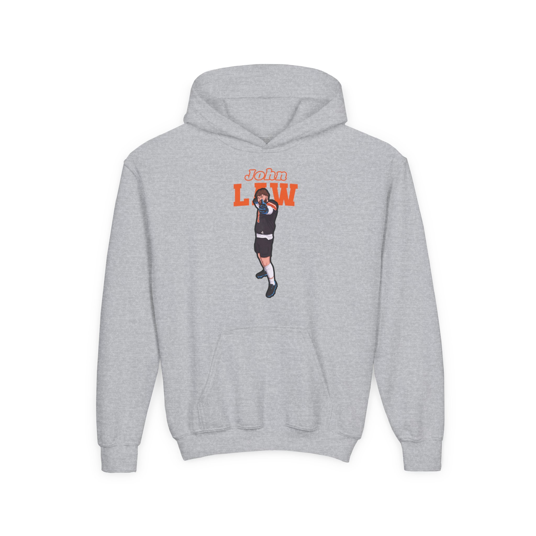Youth Hoodie — character_name_arch in Grey