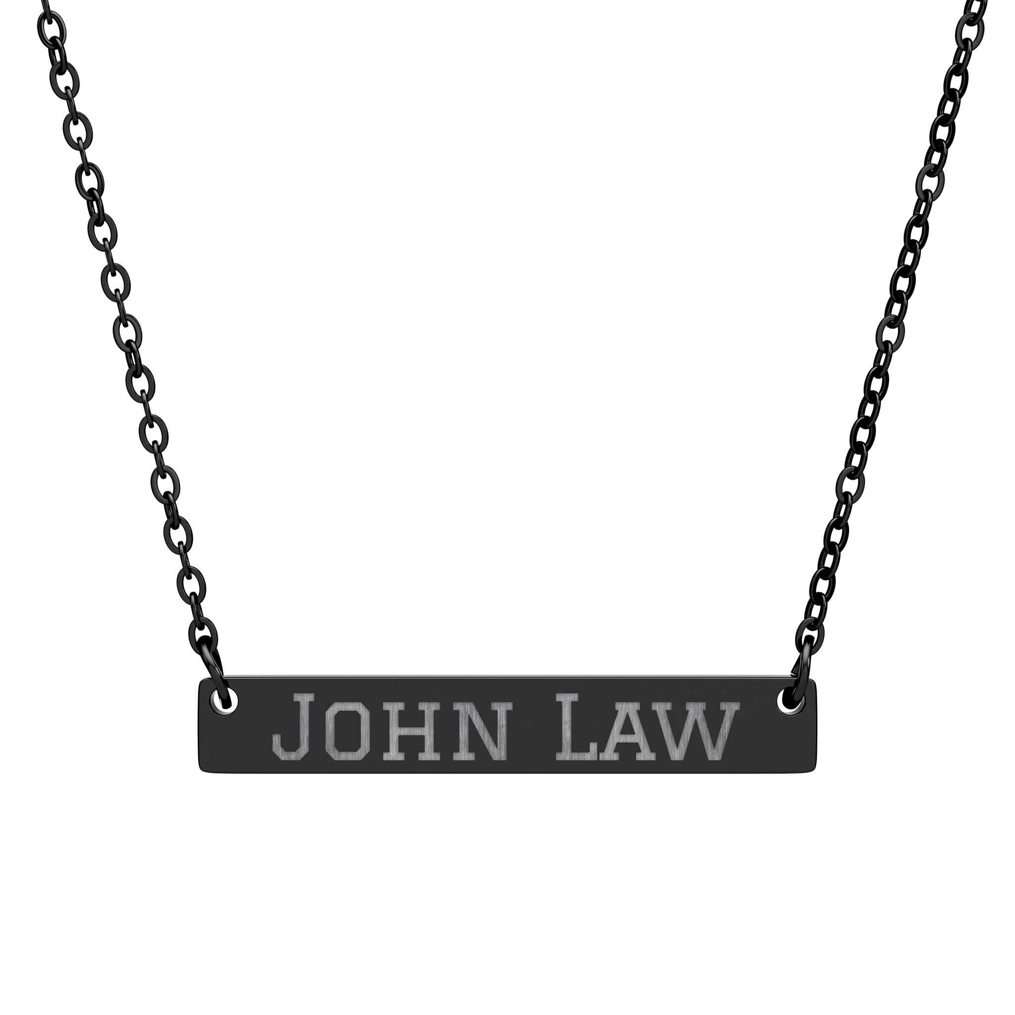 Engraved Bar Necklace — Classic in Black