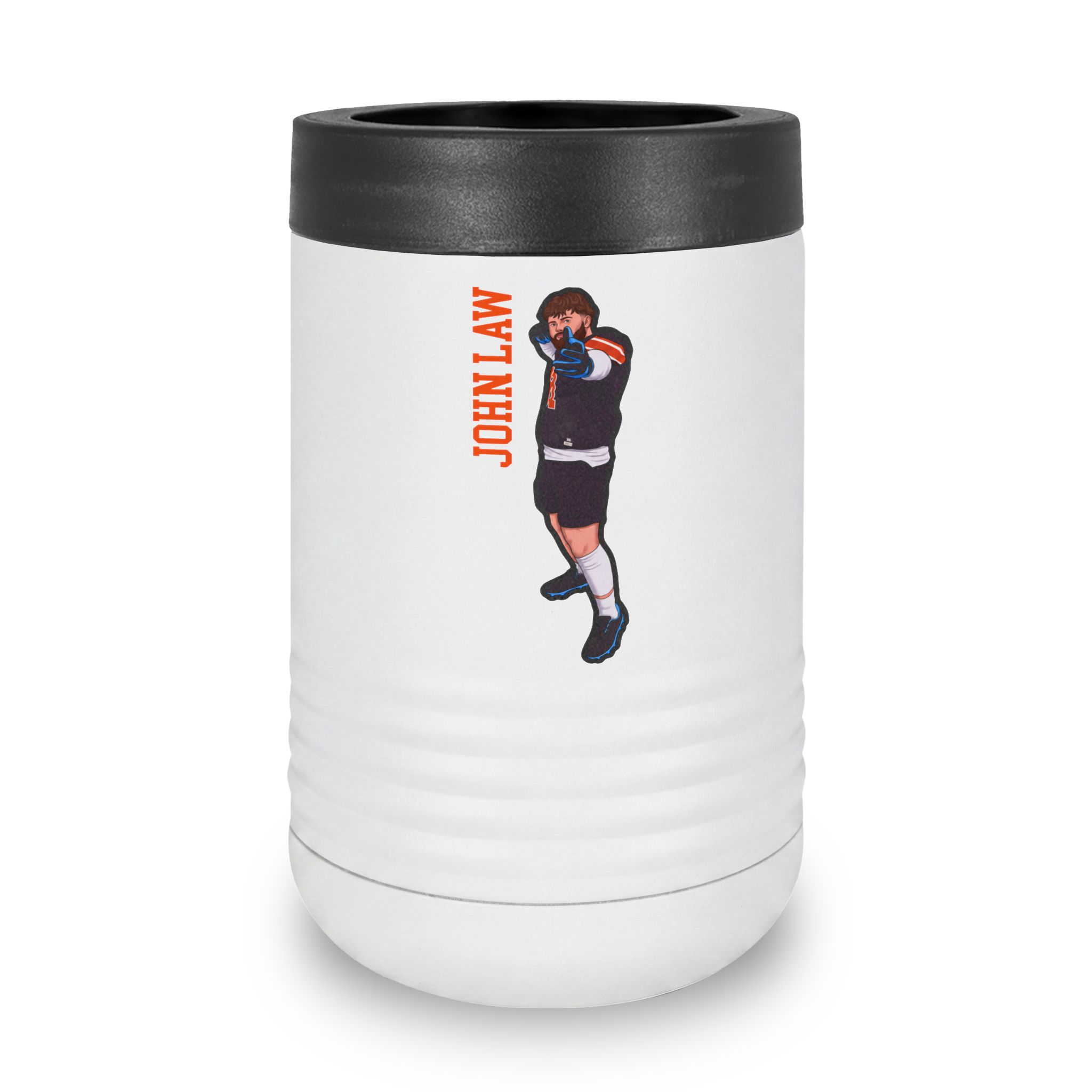 Stainless Can Cooler — character_name_vertical in White