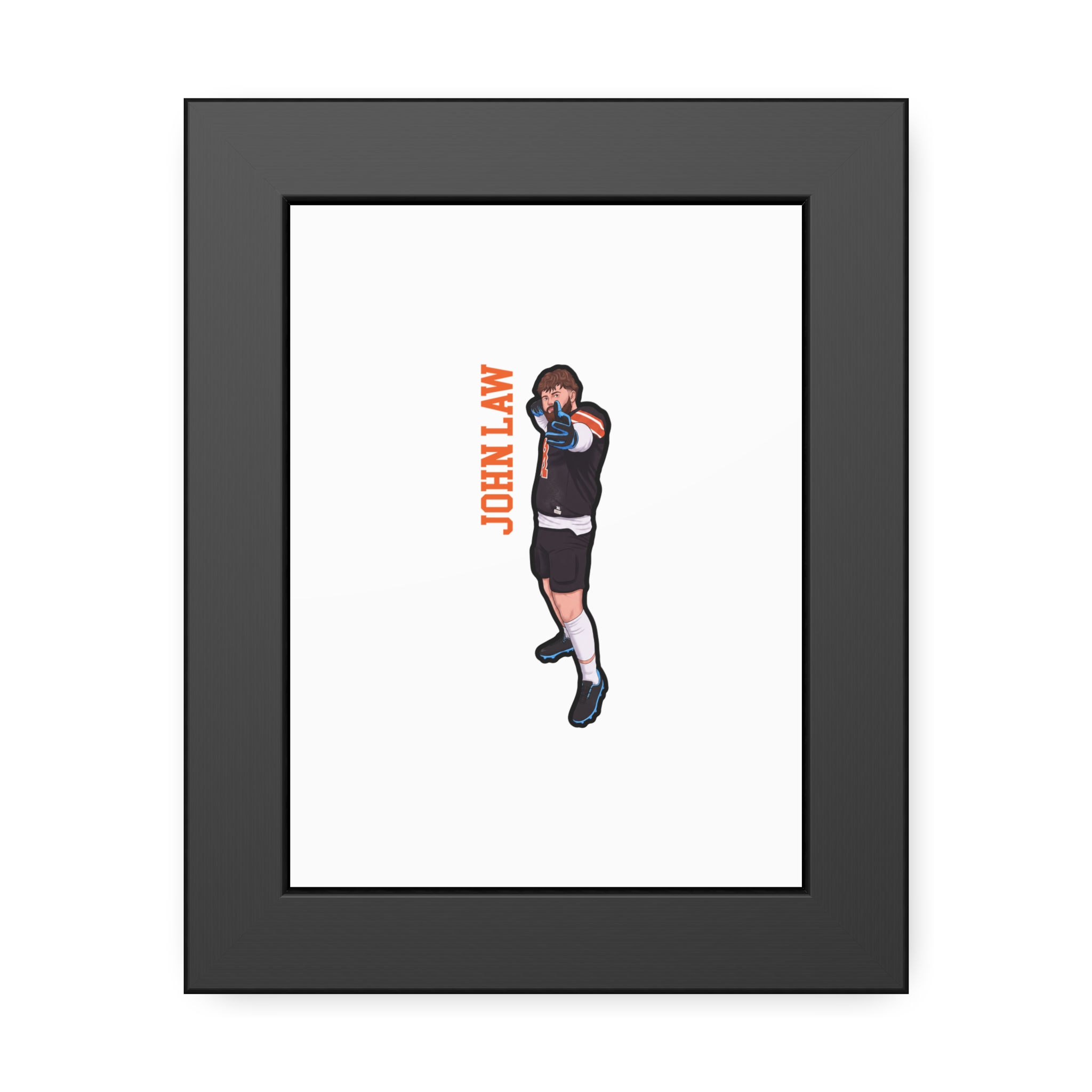 Framed Poster — character_name_vertical in Black