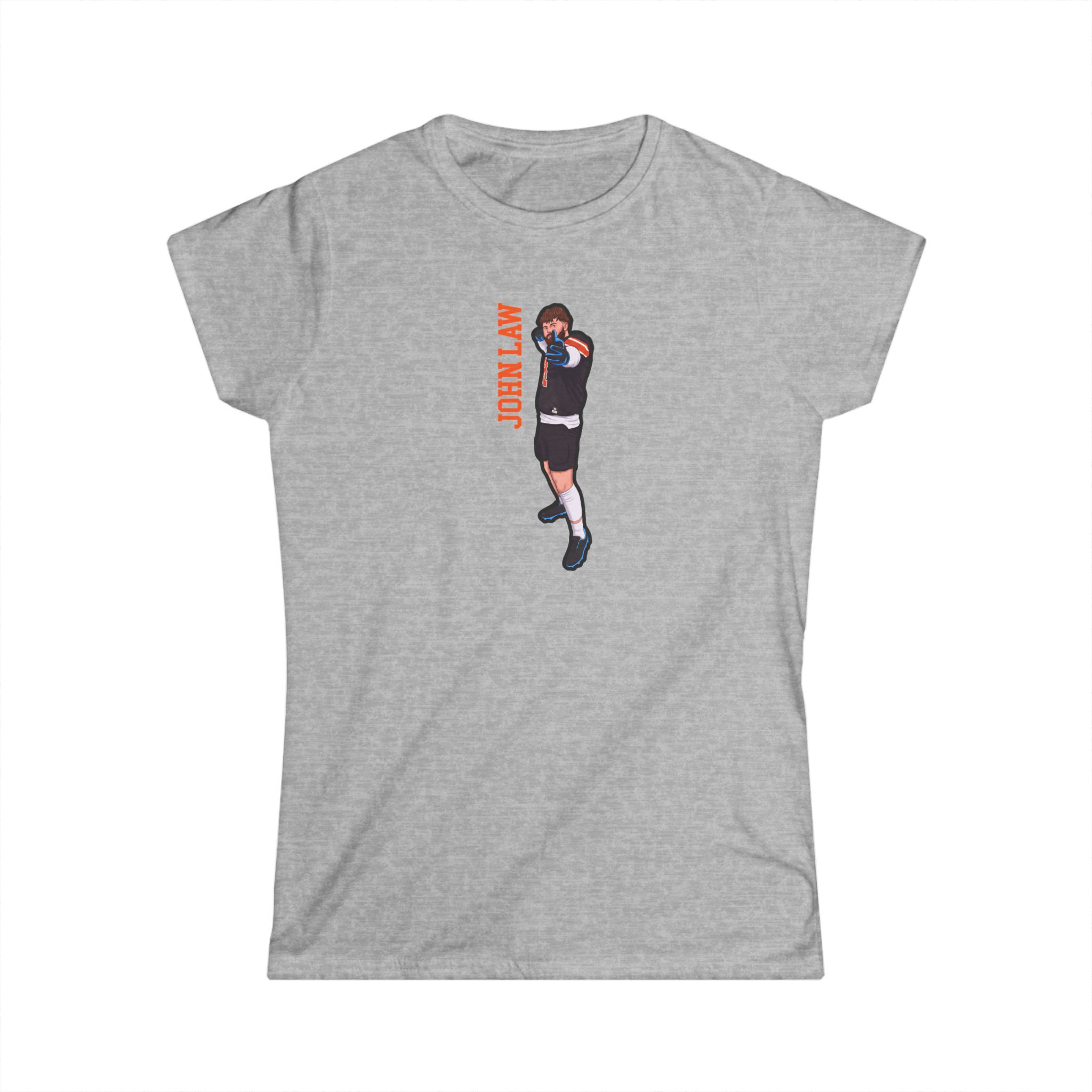 Women's Softstyle Tee — character_name_vertical in Grey