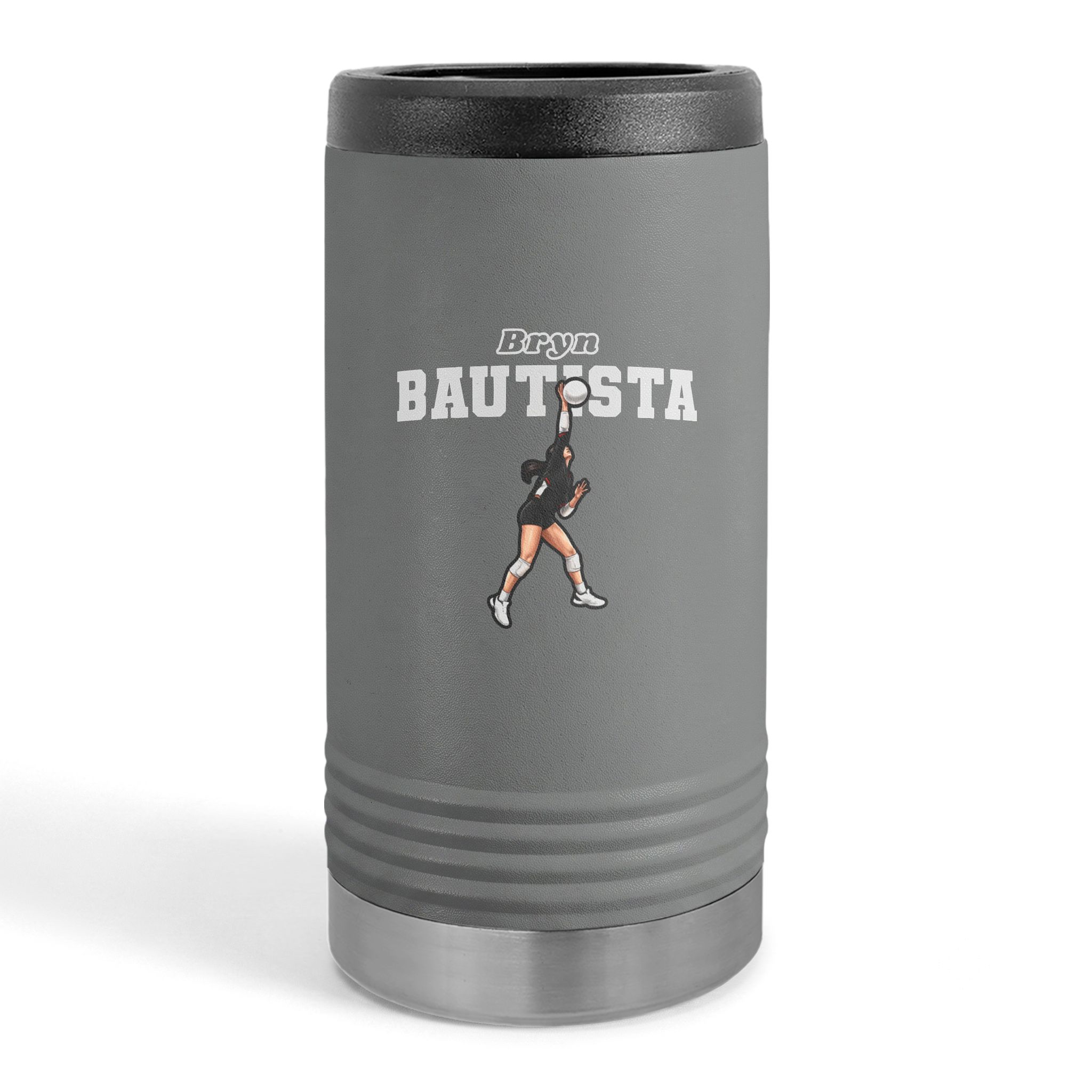 Slim Stainless Can Cooler — character_name_arch in Grey