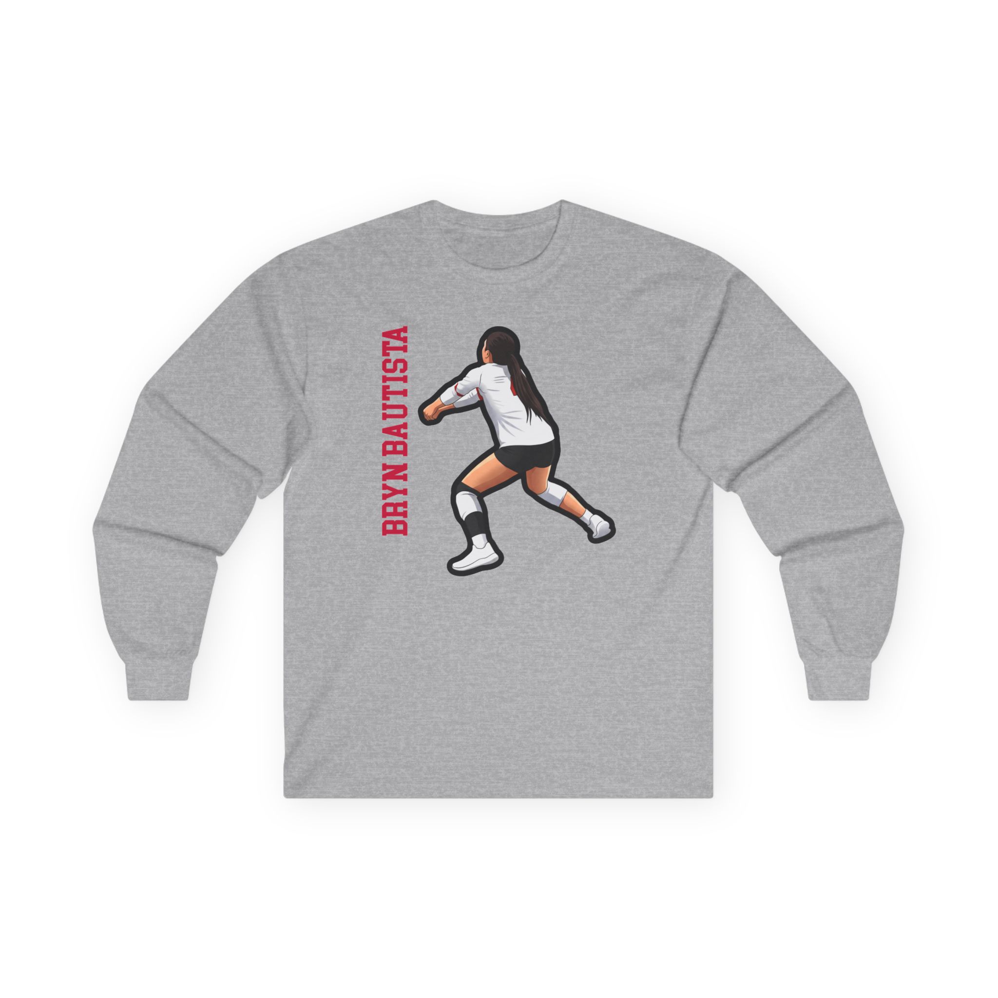 Long Sleeve Tee — character_name_vertical in Grey