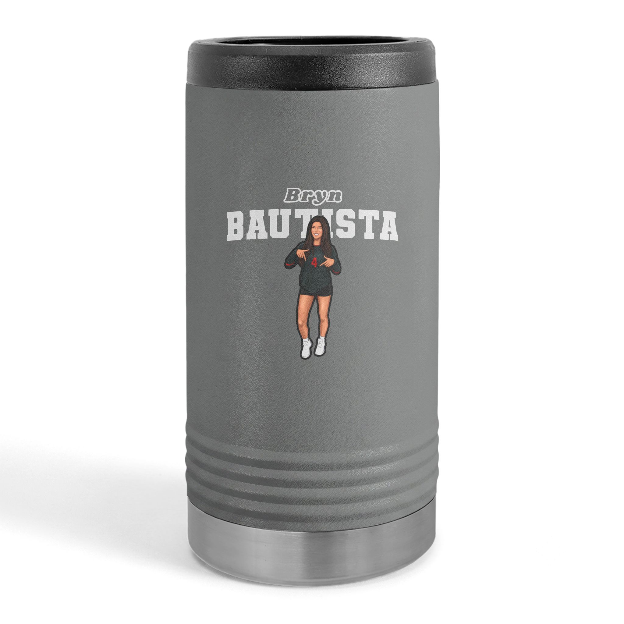 Slim Stainless Can Cooler — character_name_arch in Grey