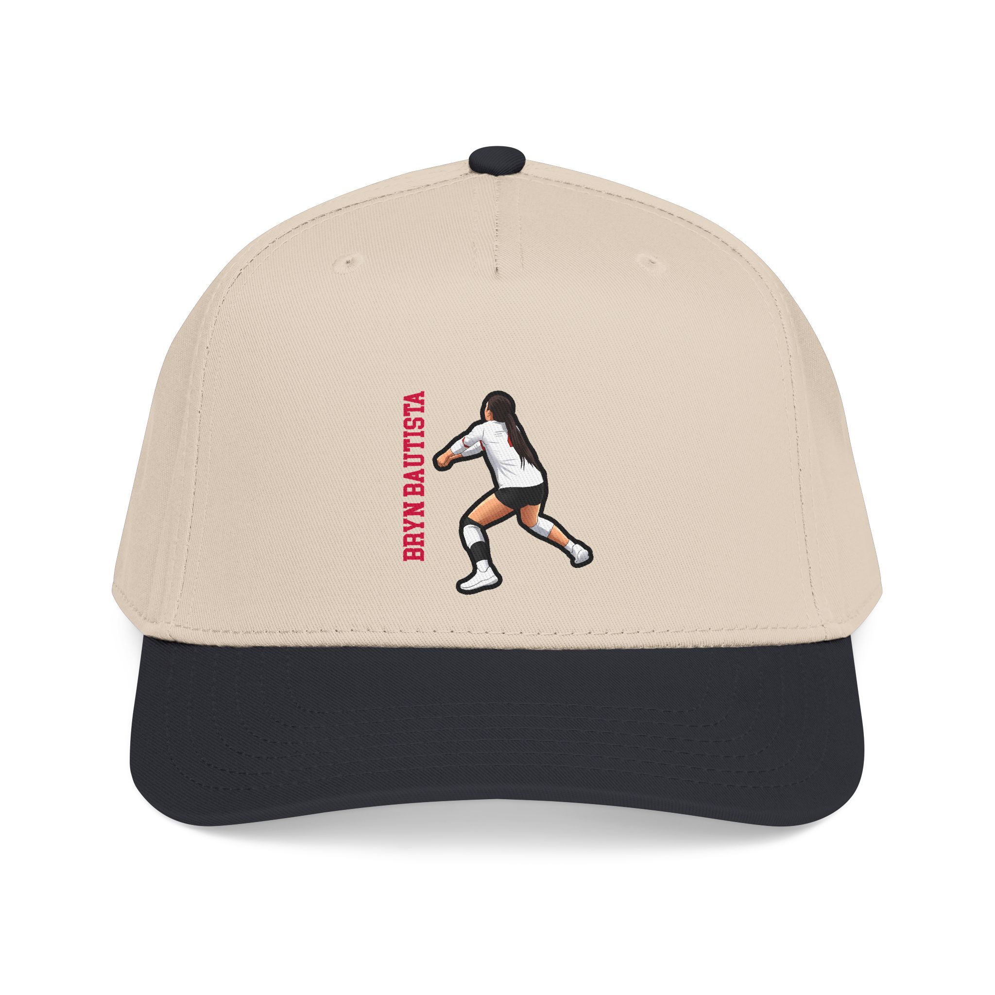 Baseball Cap — character_name_vertical in Black / Natural
