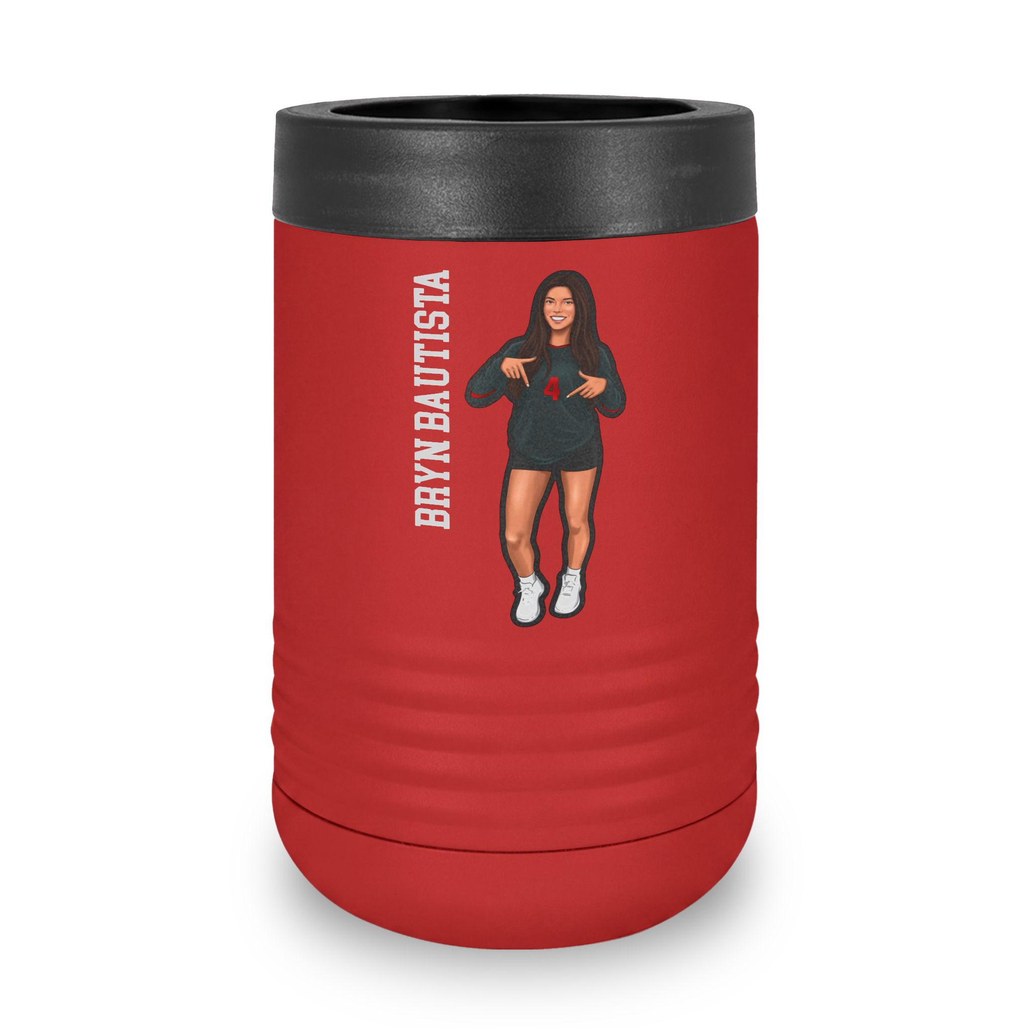 Stainless Can Cooler — character_name_vertical in Red