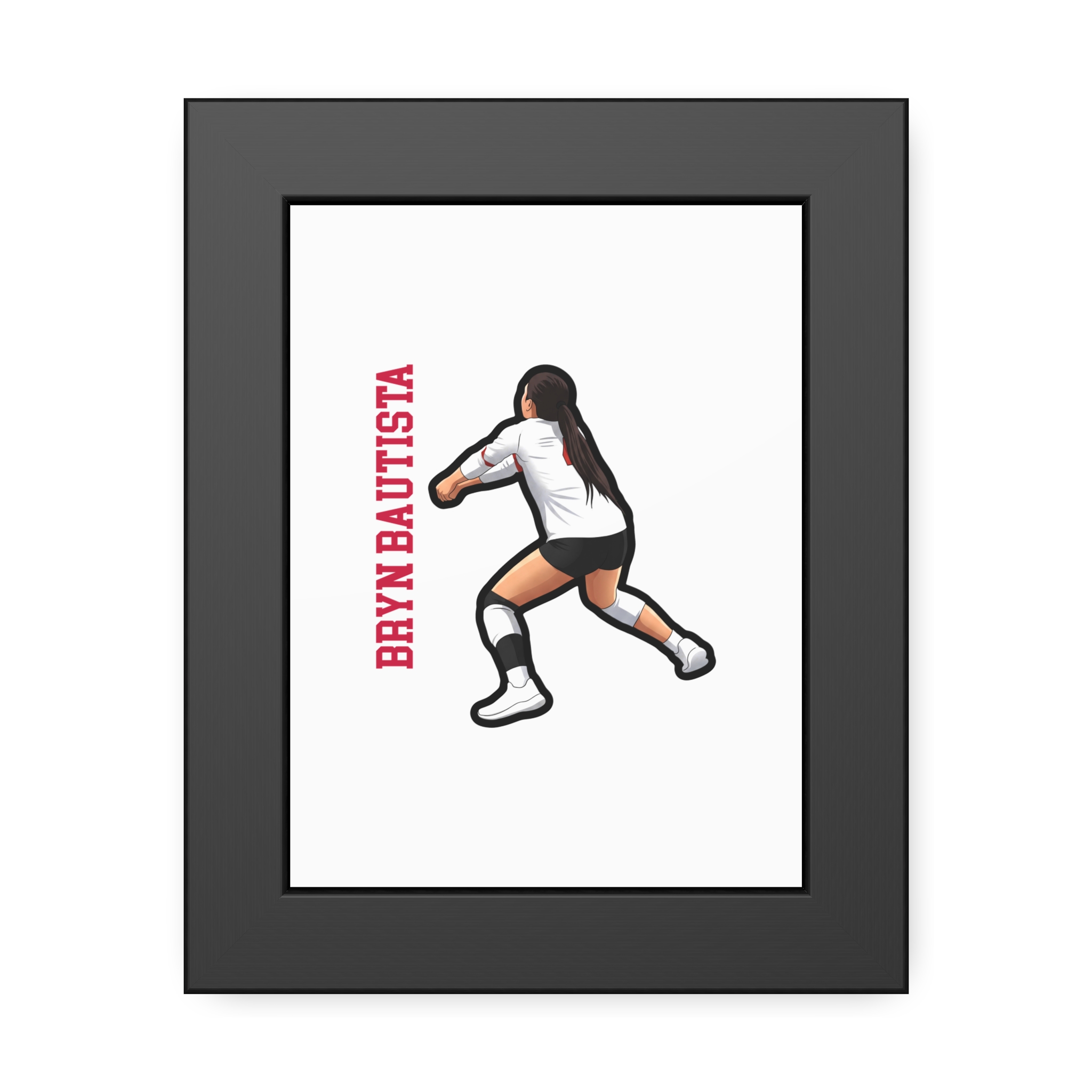 Framed Poster — character_name_vertical in Black