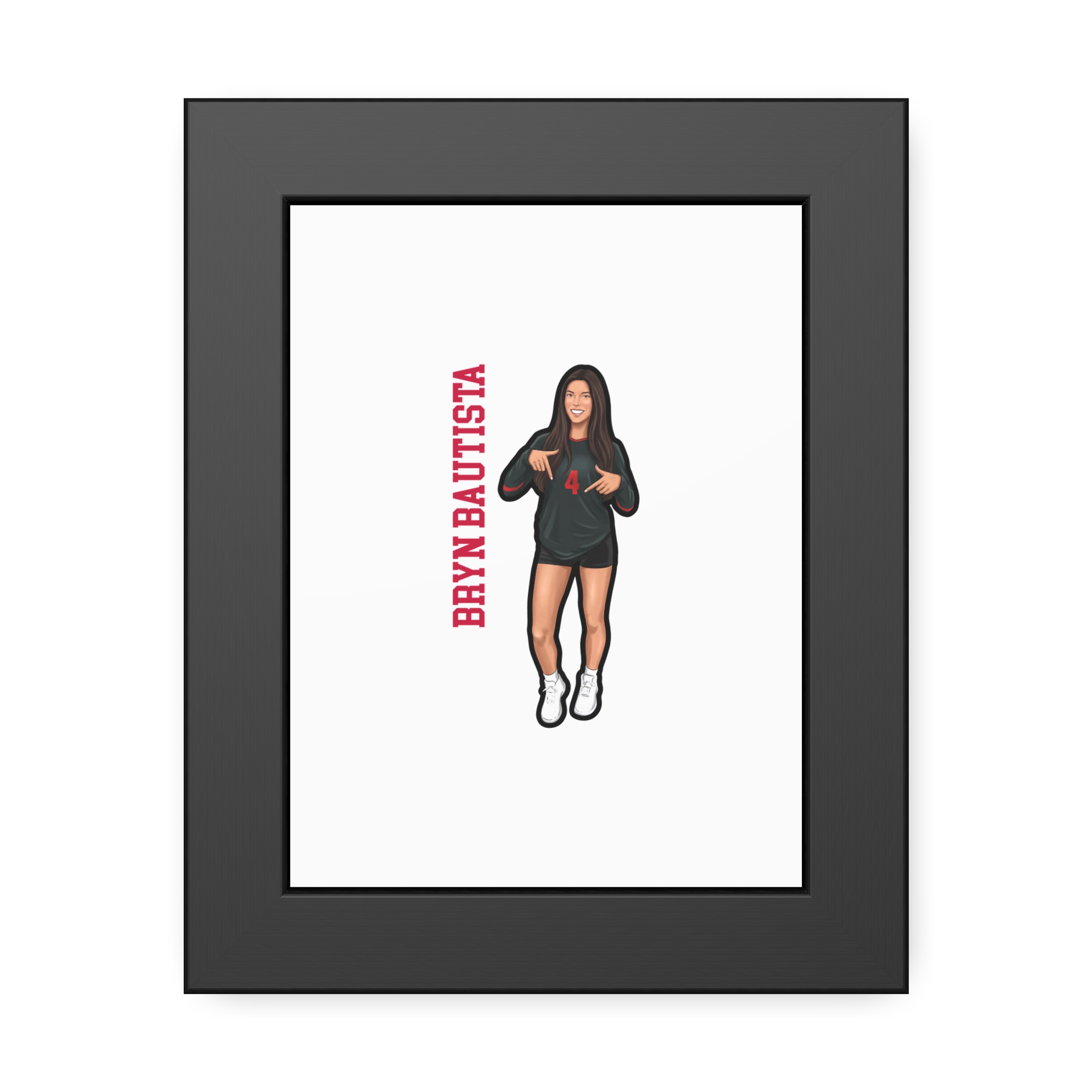 Framed Poster — character_name_vertical in Black
