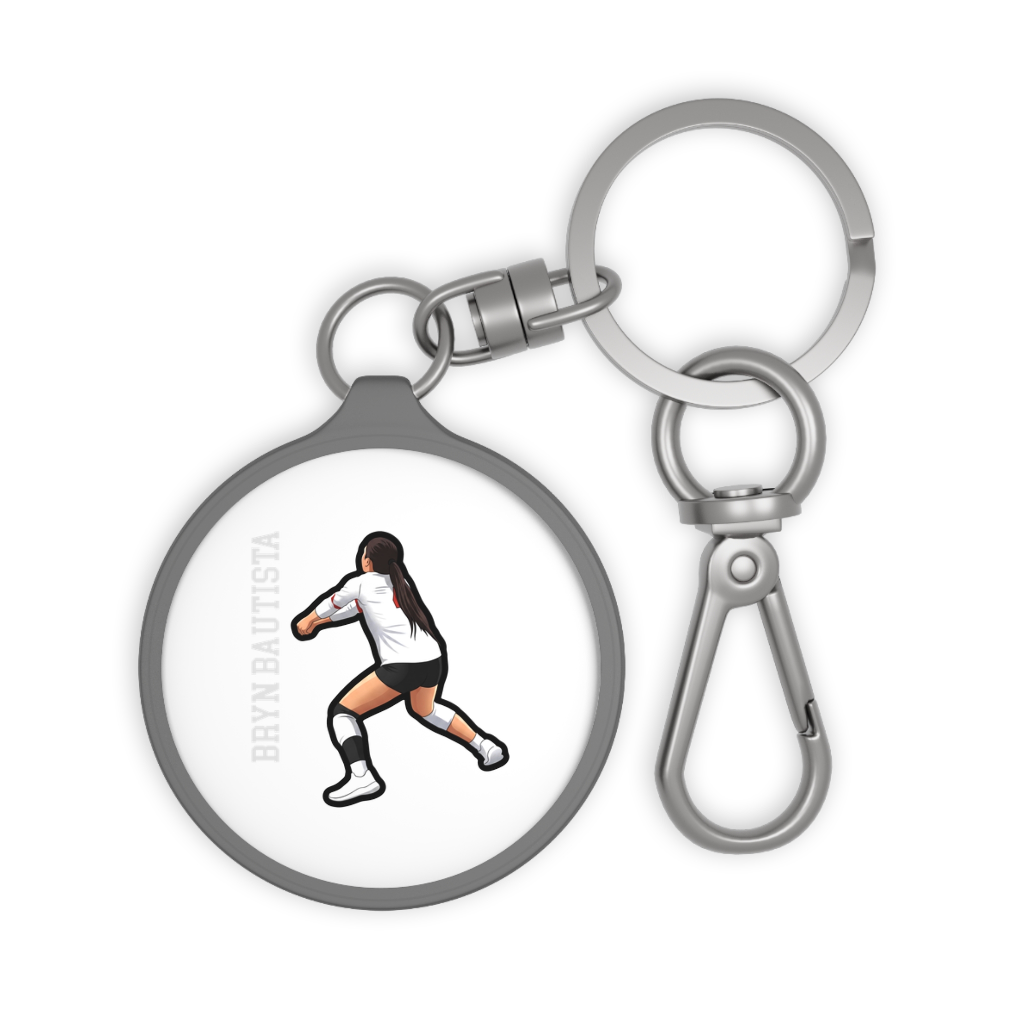 Keychain — character_name_vertical in Grey