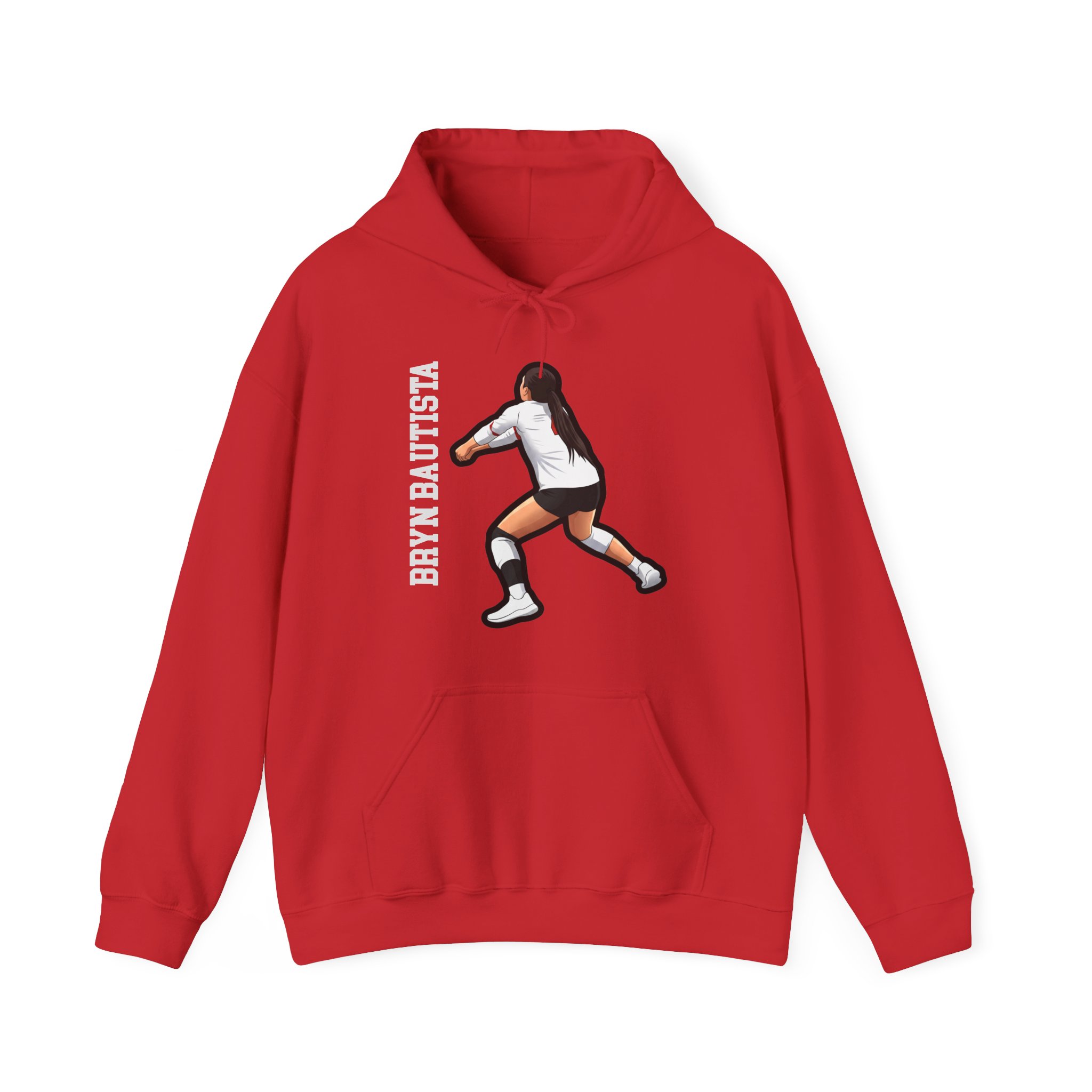 Hoodie — character_name_vertical in Red