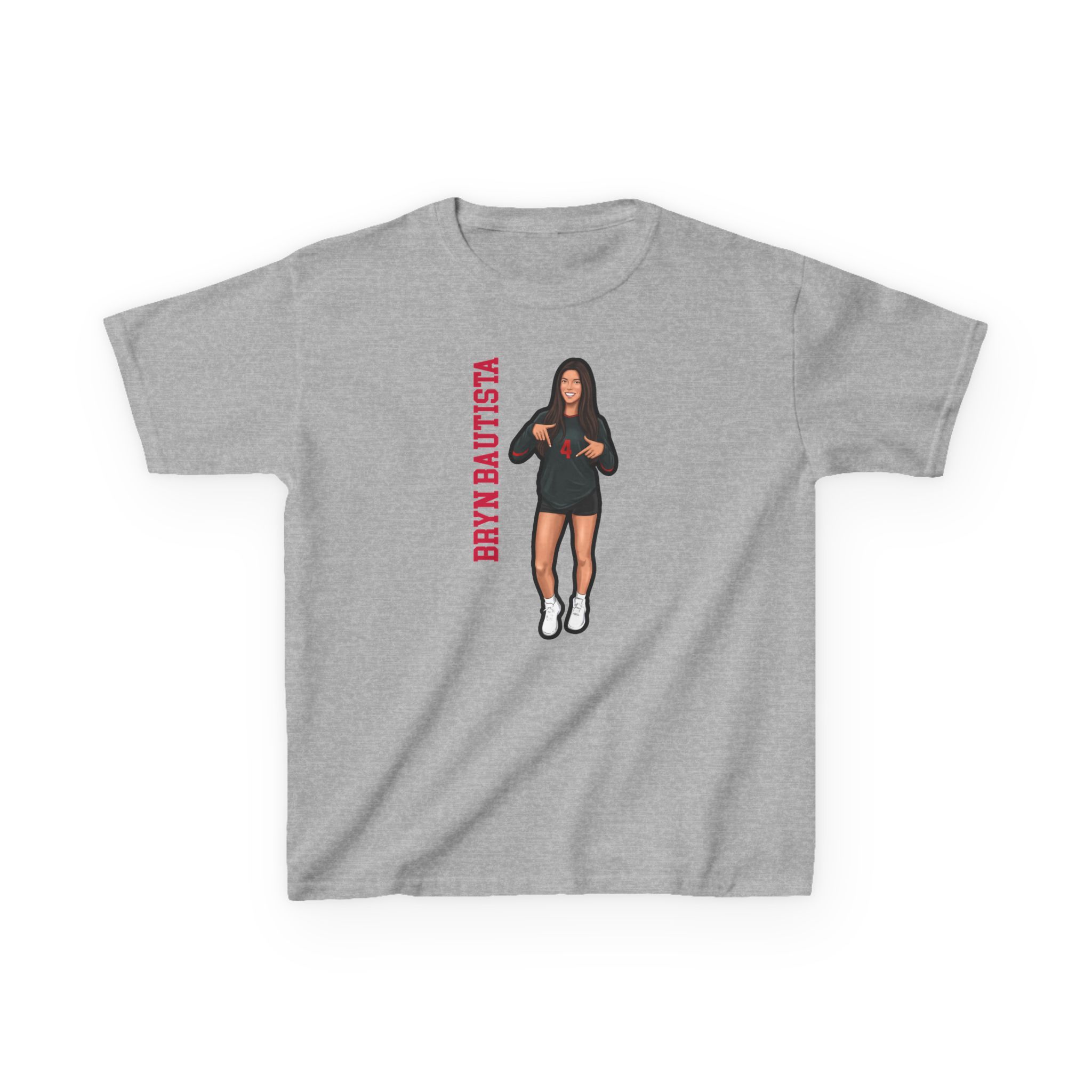 Youth Tee — character_name_vertical in Grey