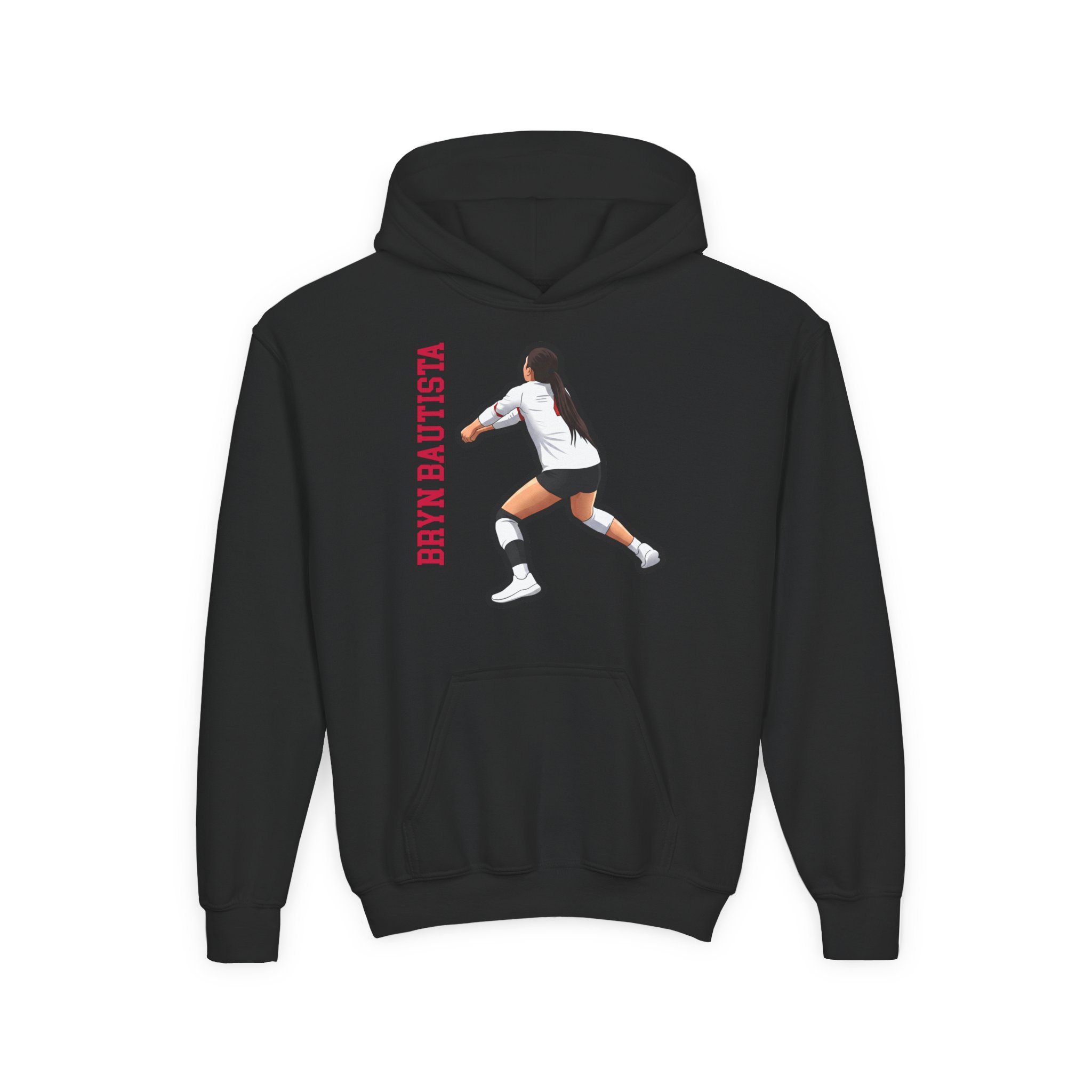 Youth Hoodie — character_name_vertical in Black