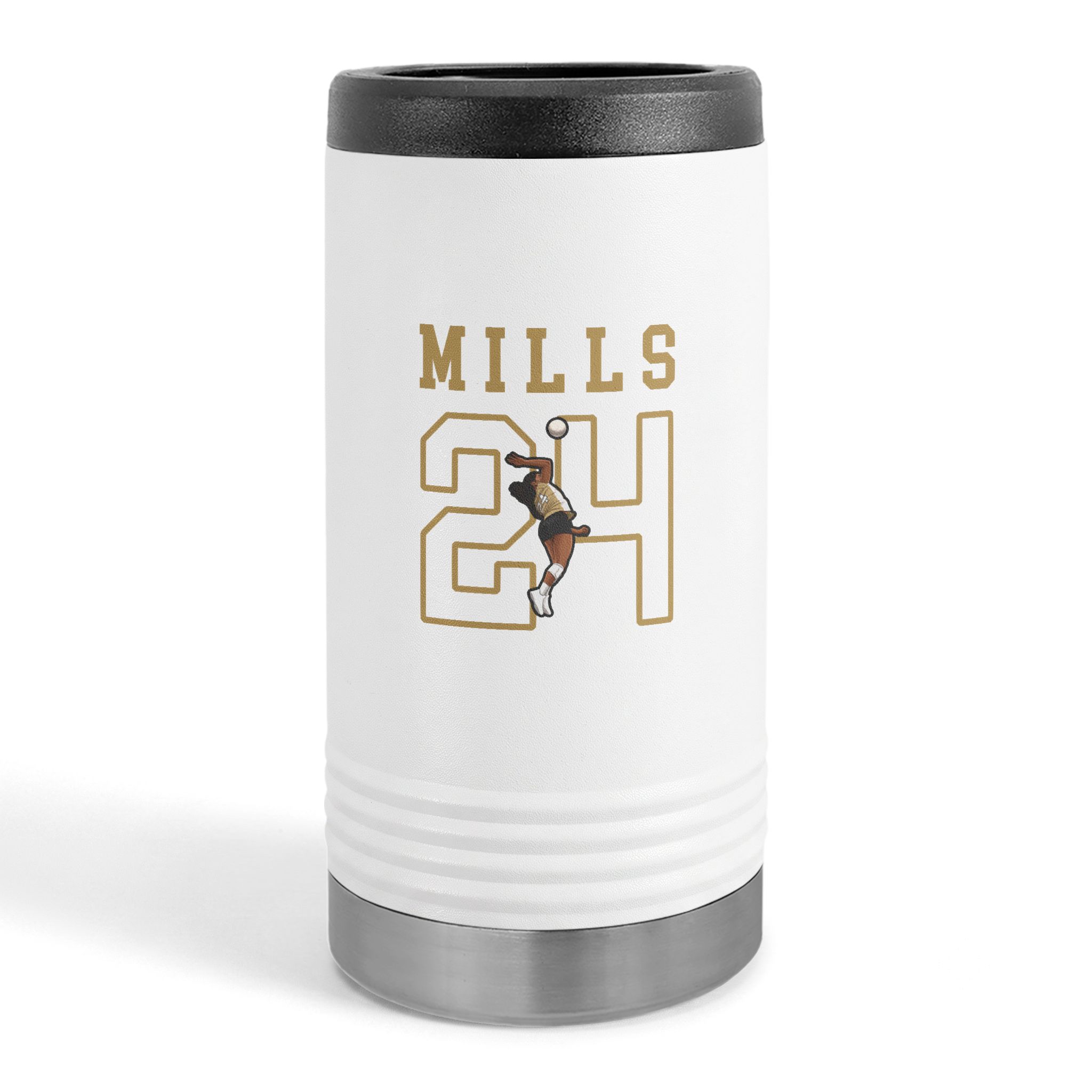 Slim Stainless Can Cooler — character_shirsey in White