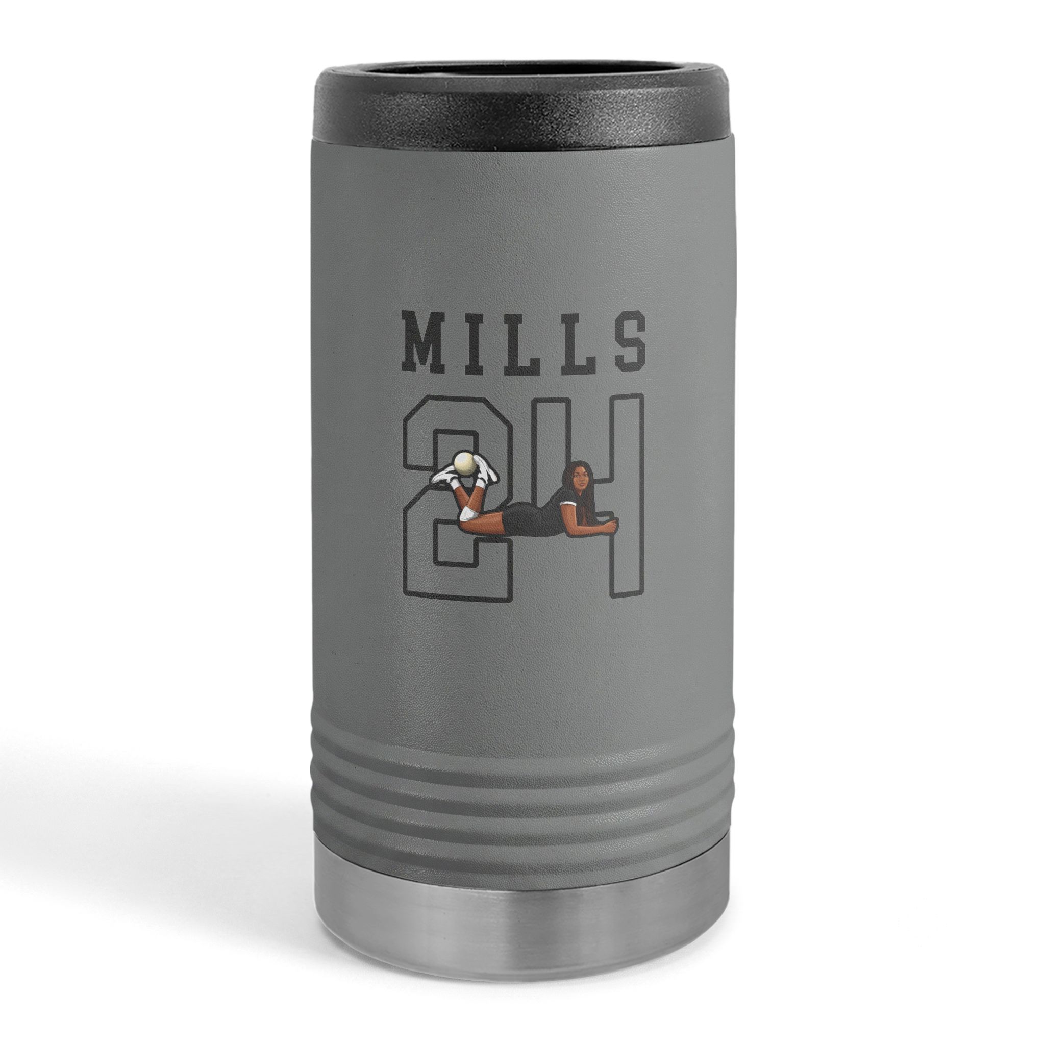 Slim Stainless Can Cooler — character_shirsey in Grey